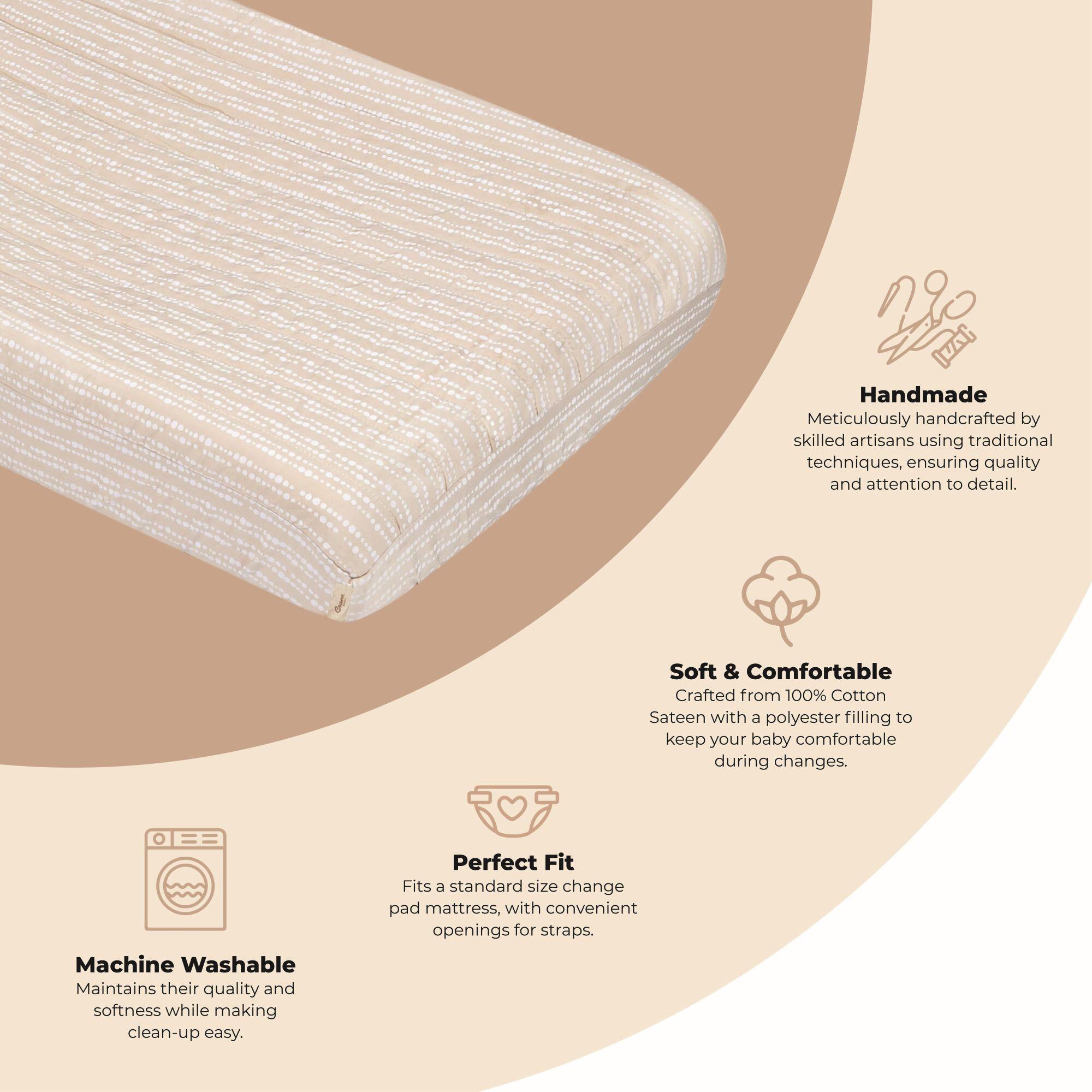 Crane Baby Cove Neutral Dot Change Pad Cover, , large