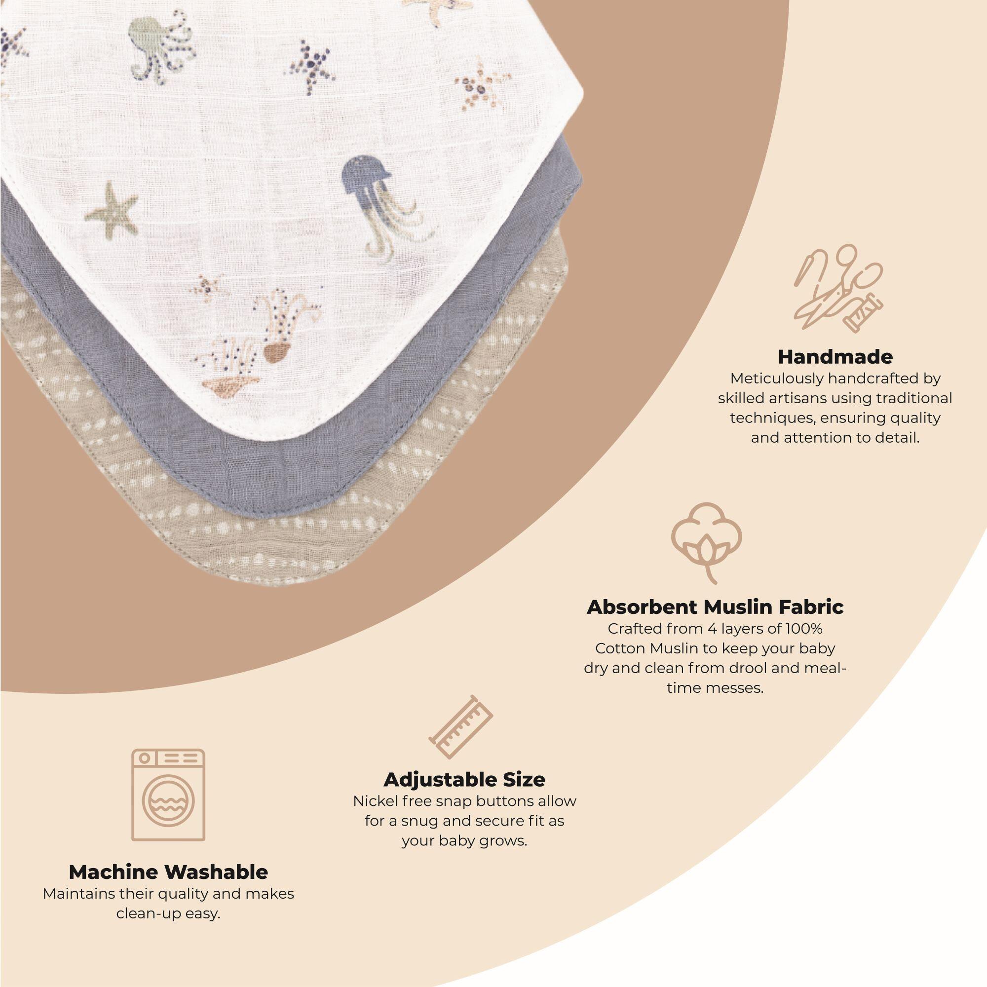 Crane Baby Cove Sea Life Baby Bib (Set of 3), , rollover