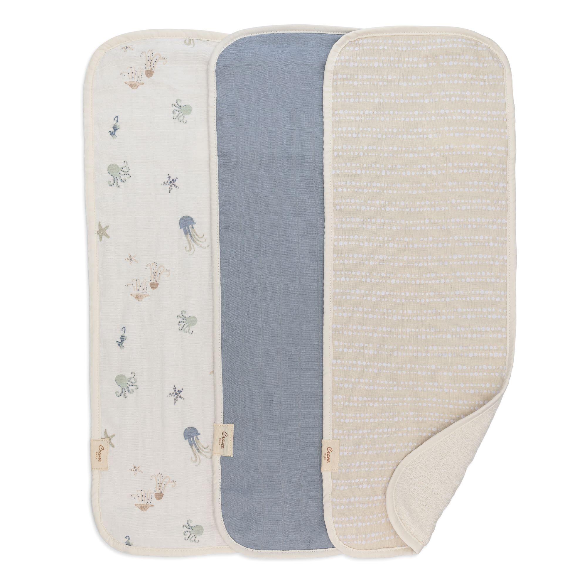 Crane Baby Cove Sea Life Burp Cloth (Set of 3), , large