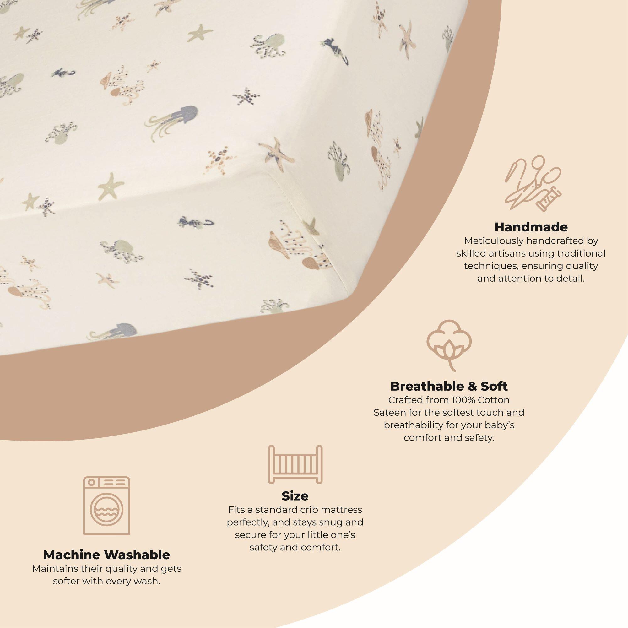 Crane Baby Cove Sea Life Crib Sheet, , large