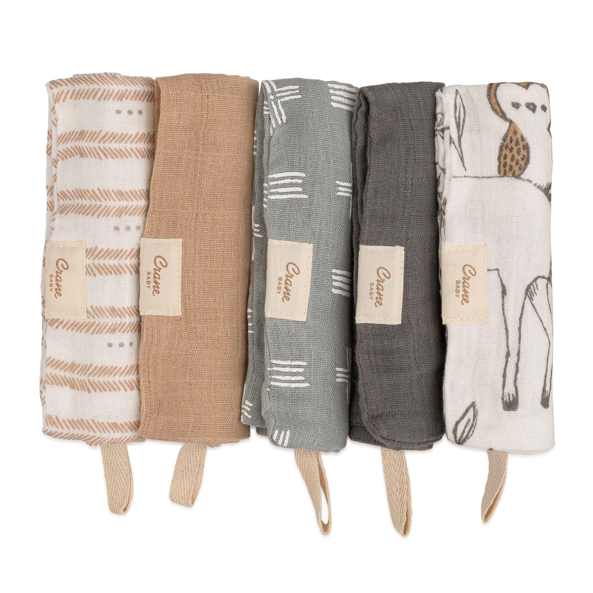 Crane Baby Ezra Baby Washcloth (Set of 5), , rollover