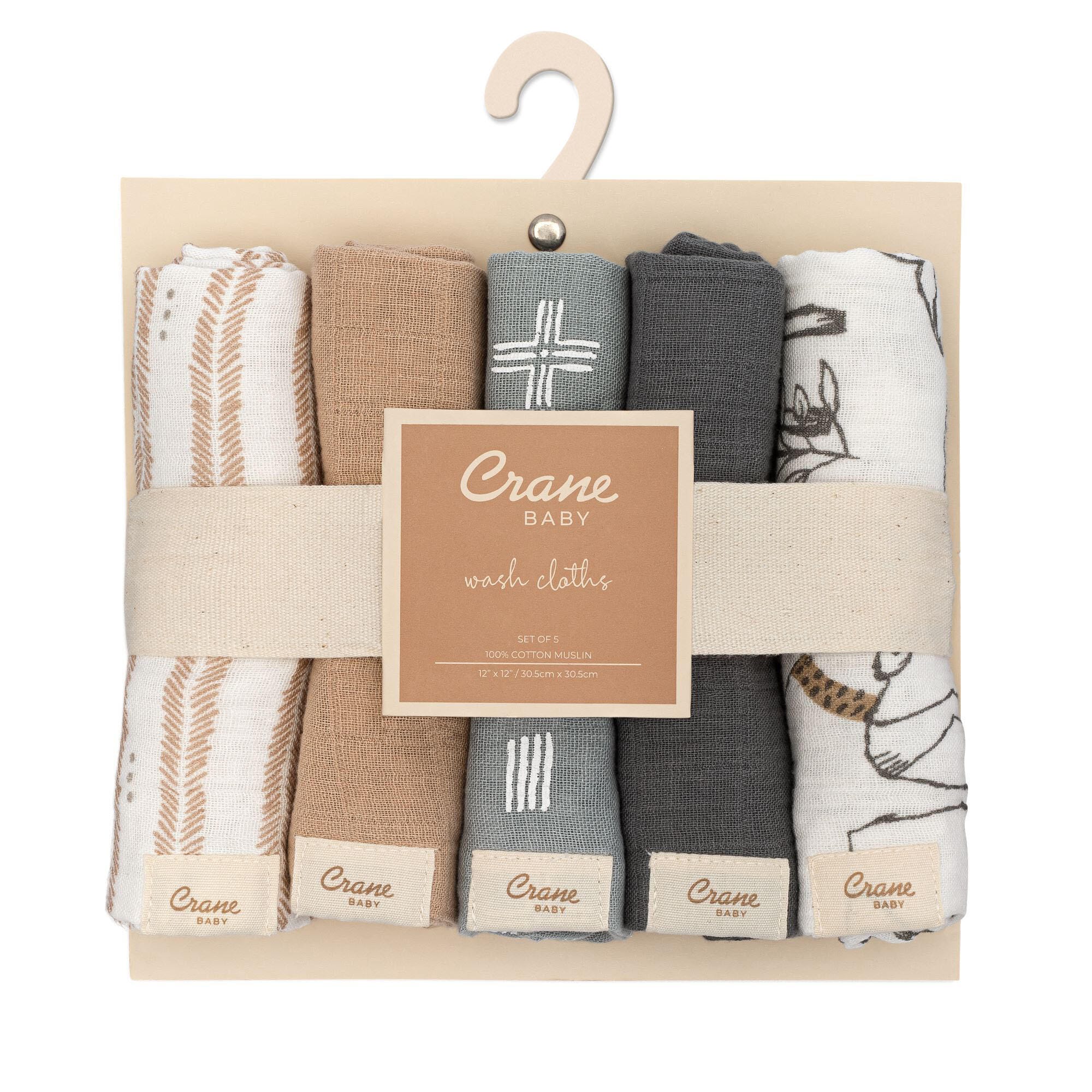 Crane Baby Ezra Baby Washcloth (Set of 5), , large
