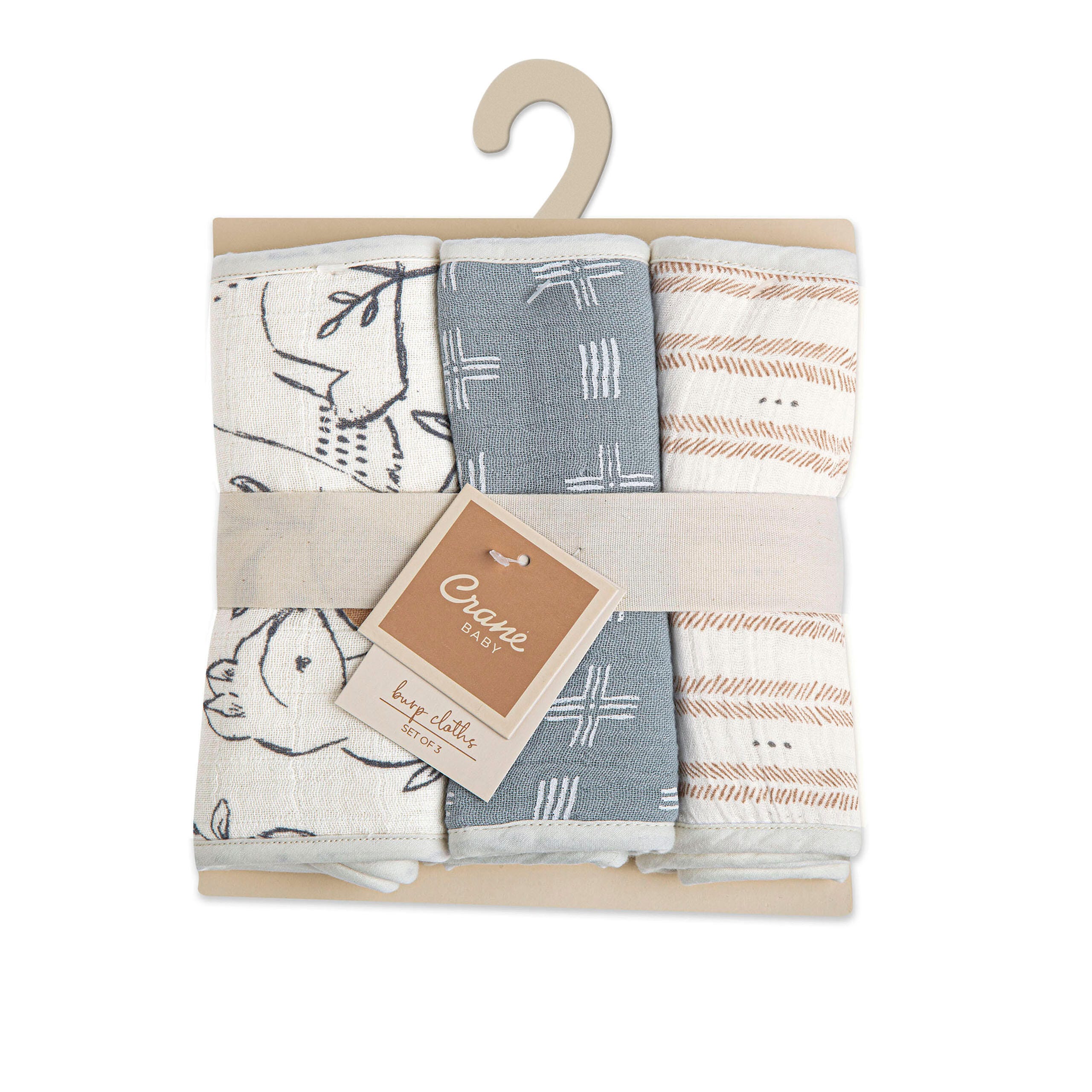 Crane Baby Ezra Burp Cloth (Set of 3), , large