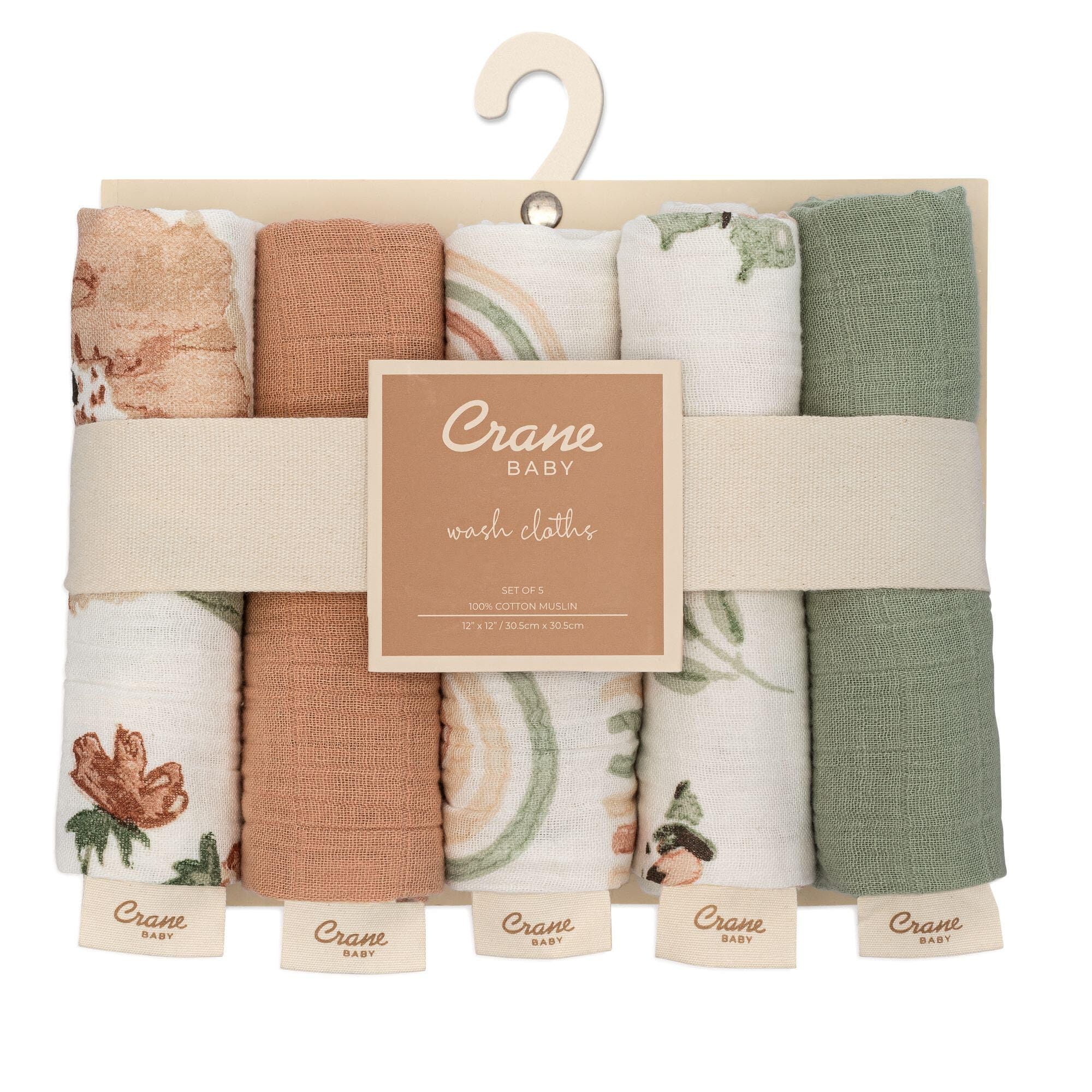 Crane Baby Parker Baby Washcloth (Set of 5), , large