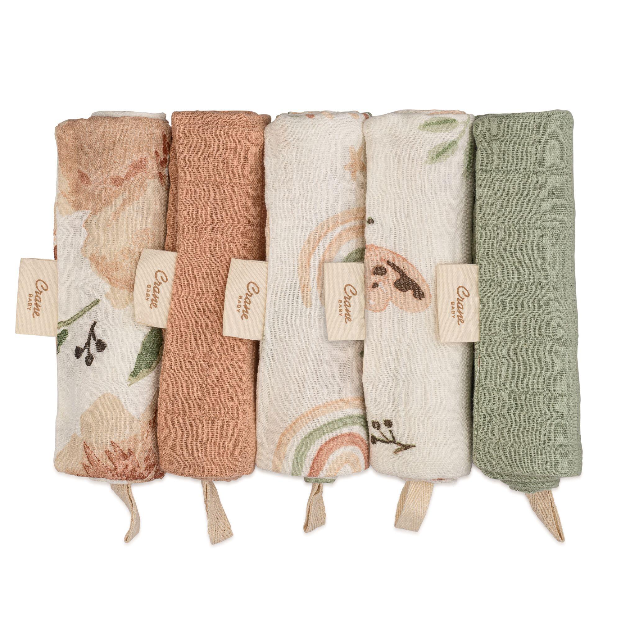 Crane Baby Parker Baby Washcloth (Set of 5), , large
