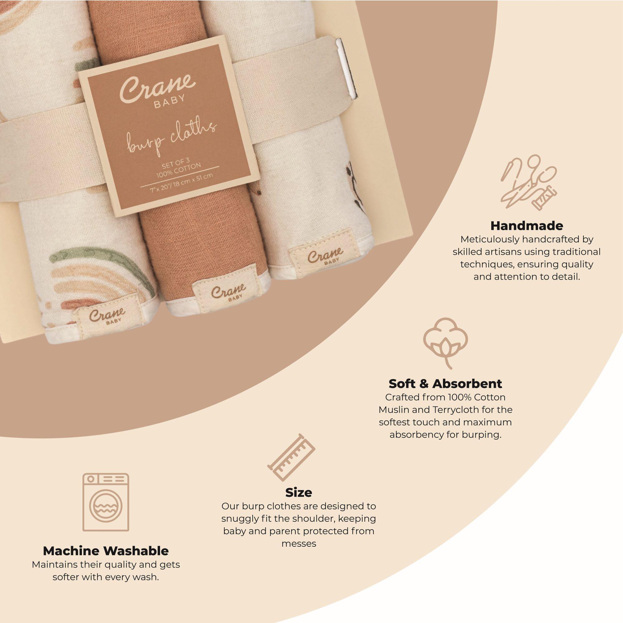 Crane Baby Parker Burp Cloth (Set of 3), , large