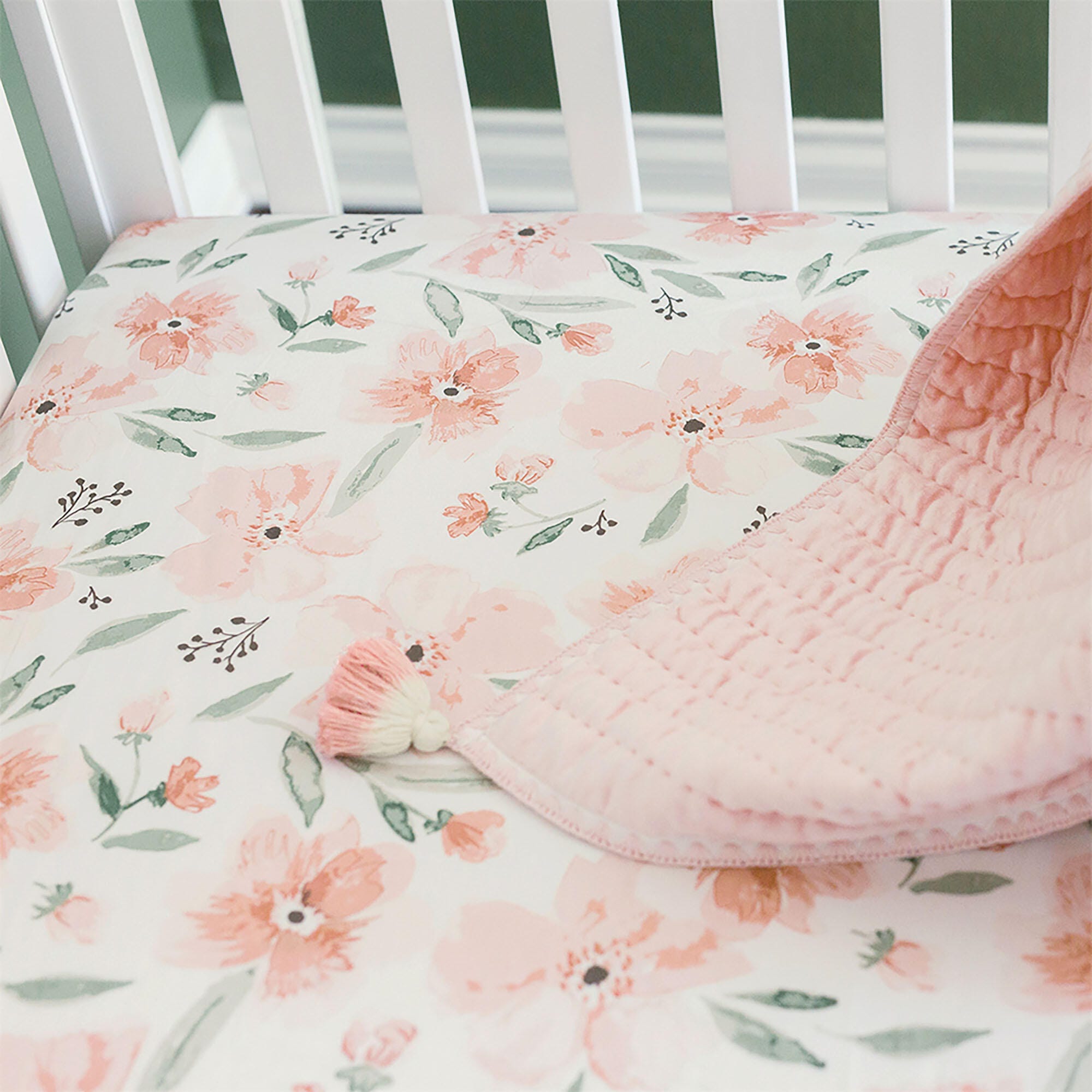 Crane Baby Parker Floral Crib Sheet, , rollover