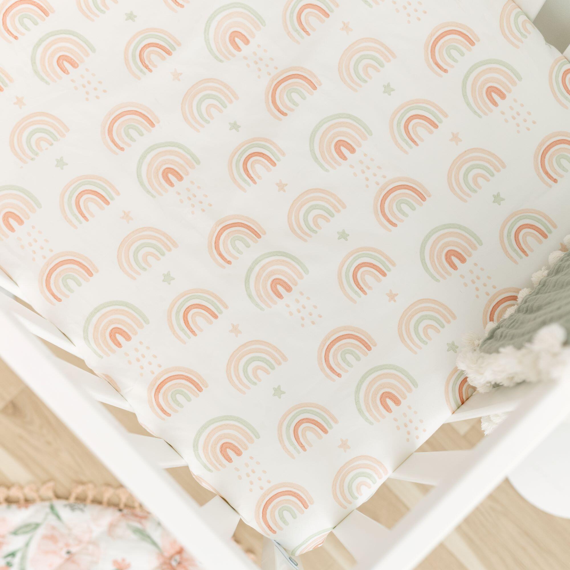 Crane Baby Parker Rainbow Crib Sheet, , rollover