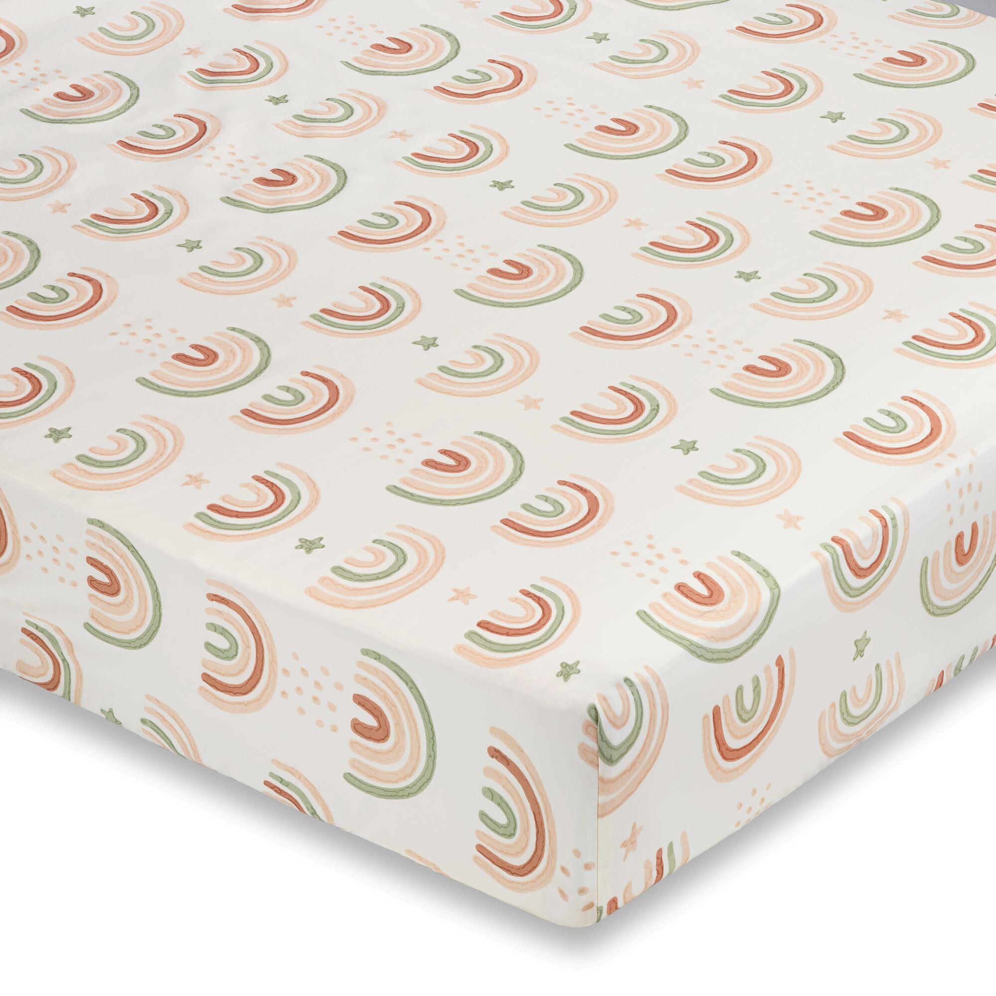Crane Baby Parker Rainbow Crib Sheet, , large