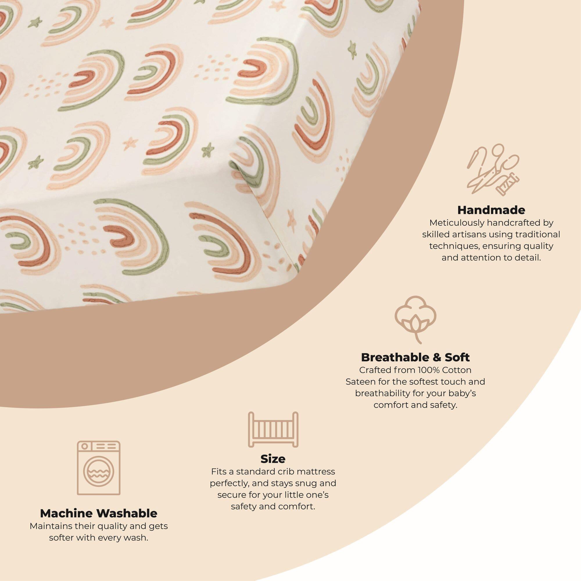 Crane Baby Parker Rainbow Crib Sheet, , large