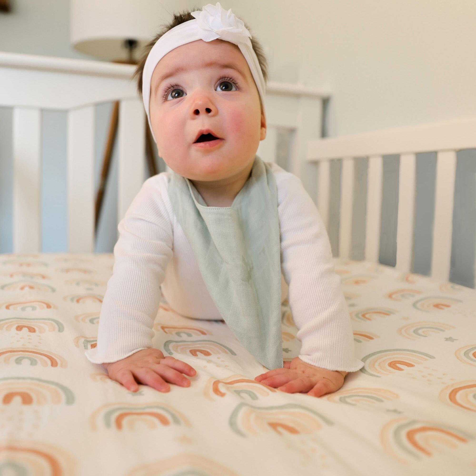 Crane Baby Parker Rainbow Crib Sheet, , large