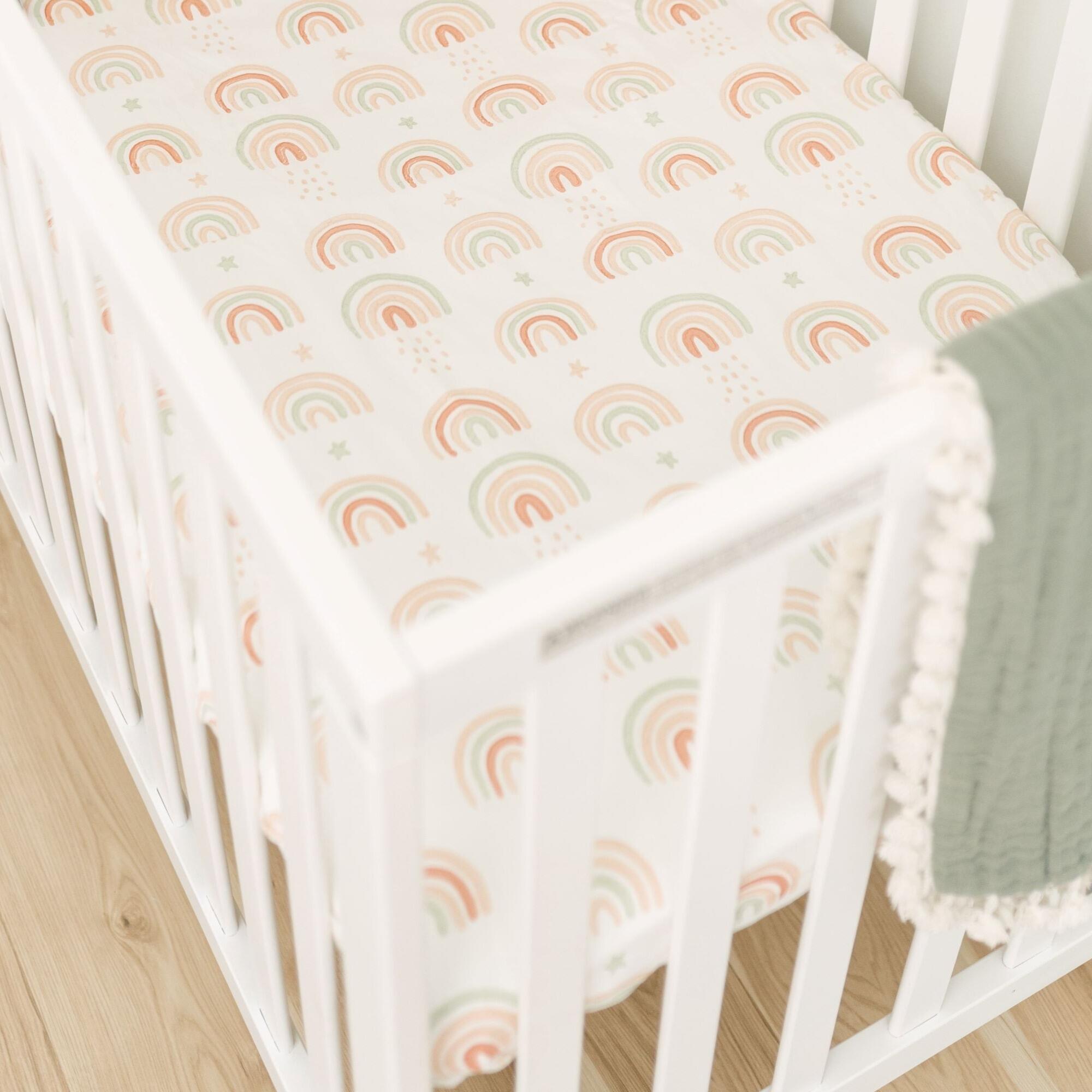 Crane Baby Parker Rainbow Crib Sheet, , large
