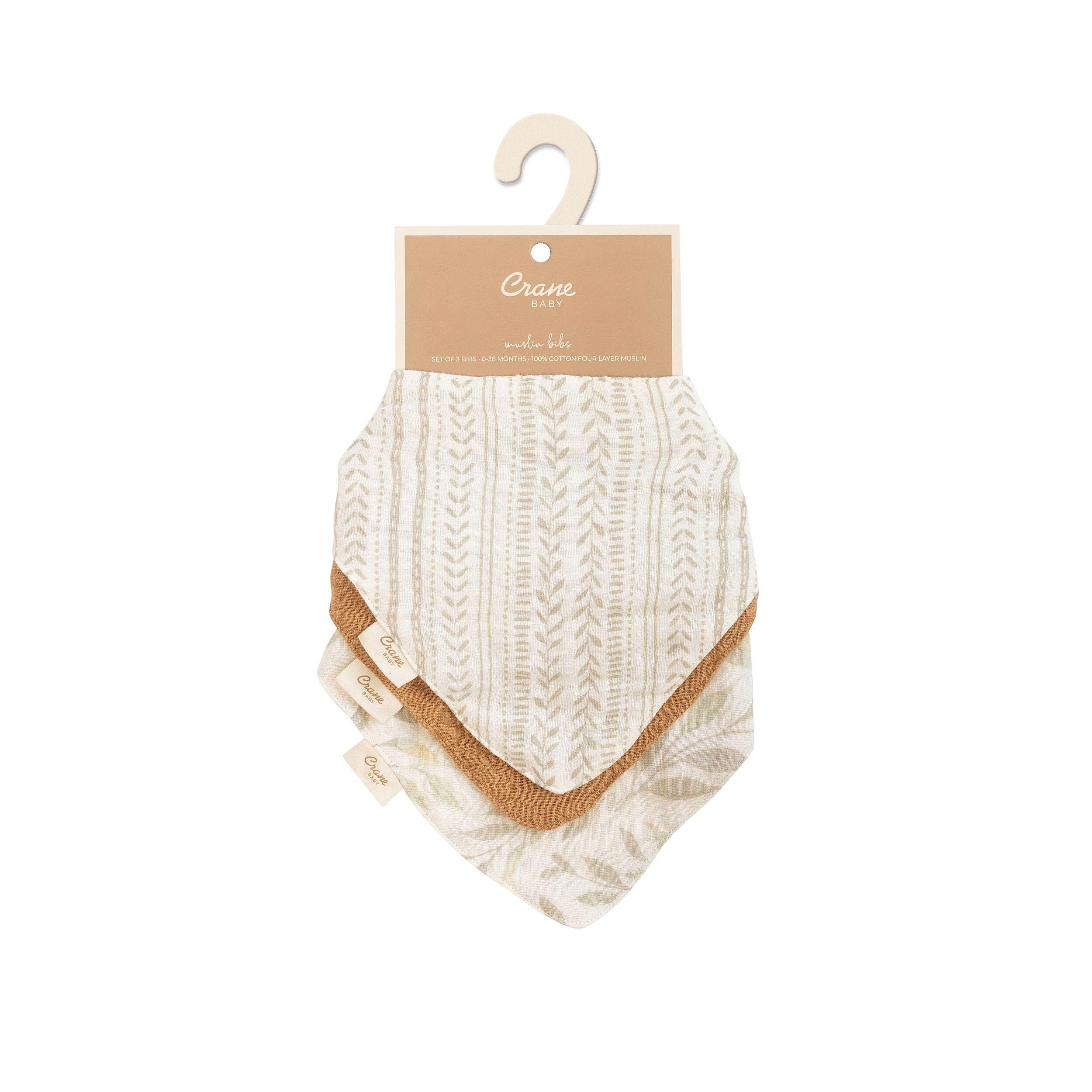 Crane Baby Willow Baby Bib Set (Set of 3), , rollover