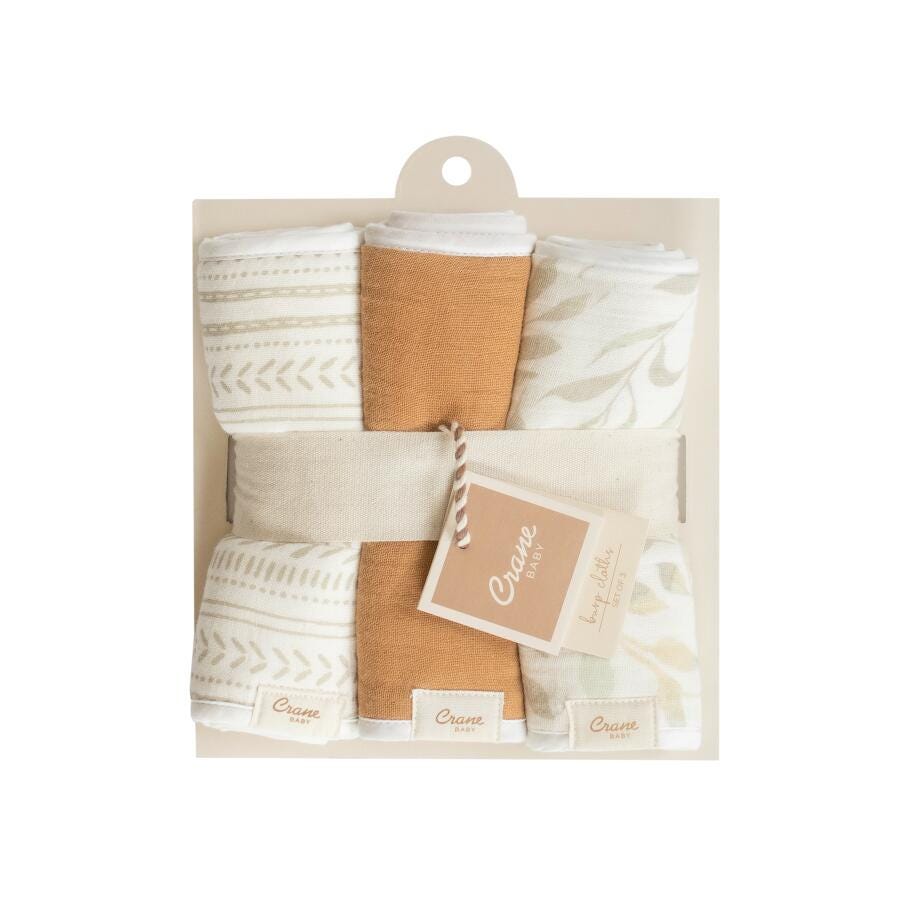 Crane Baby Willow Burp Cloth Set (Set of 3), , rollover