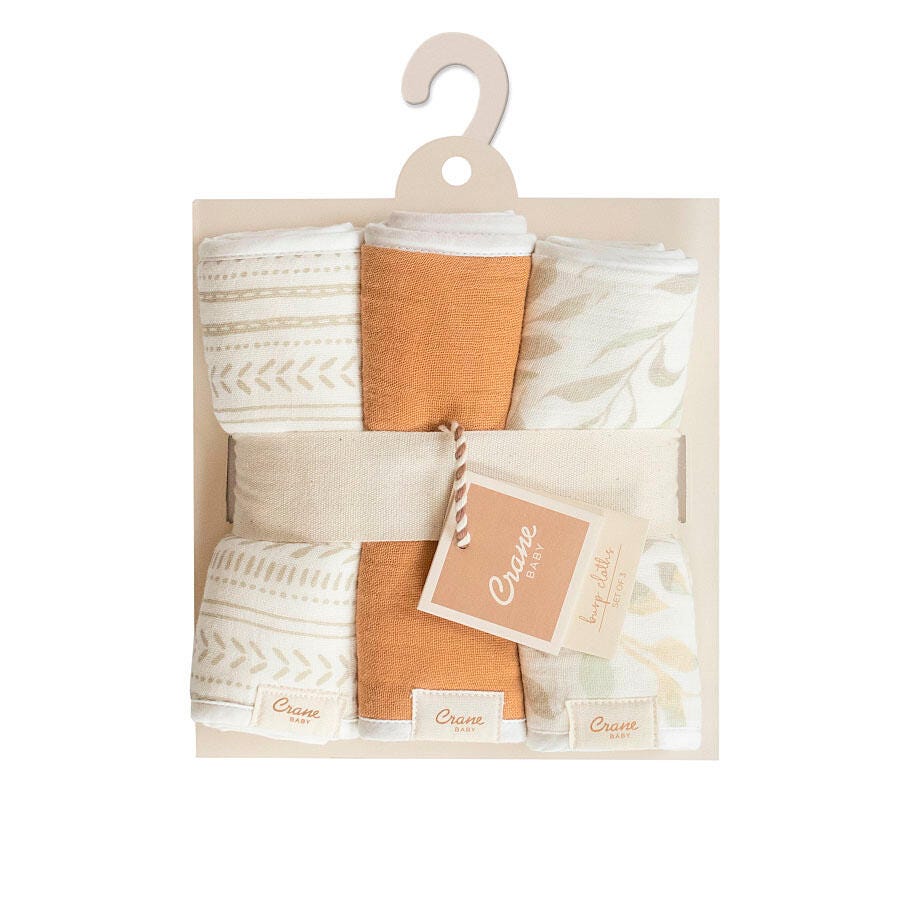 Crane Baby Willow Burp Cloth Set (Set of 3), , large