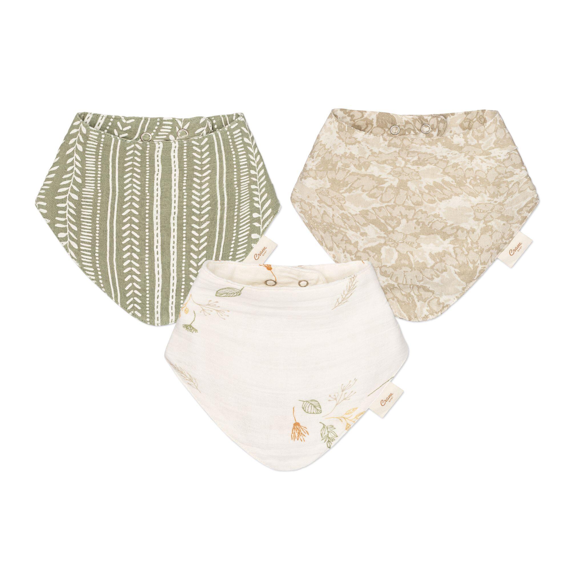 Crane Baby Willow Leaf Baby Bib Set (Set of 3), , large