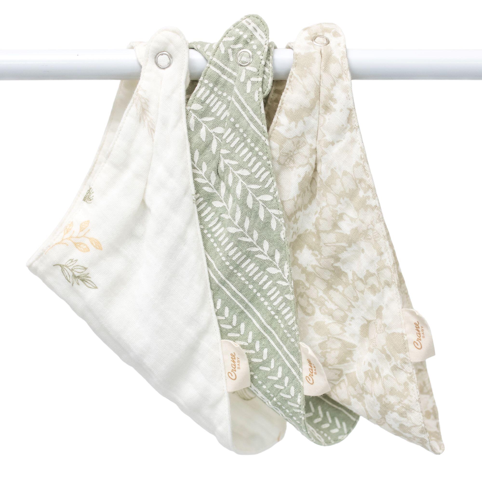 Crane Baby Willow Leaf Baby Bib Set (Set of 3), , large