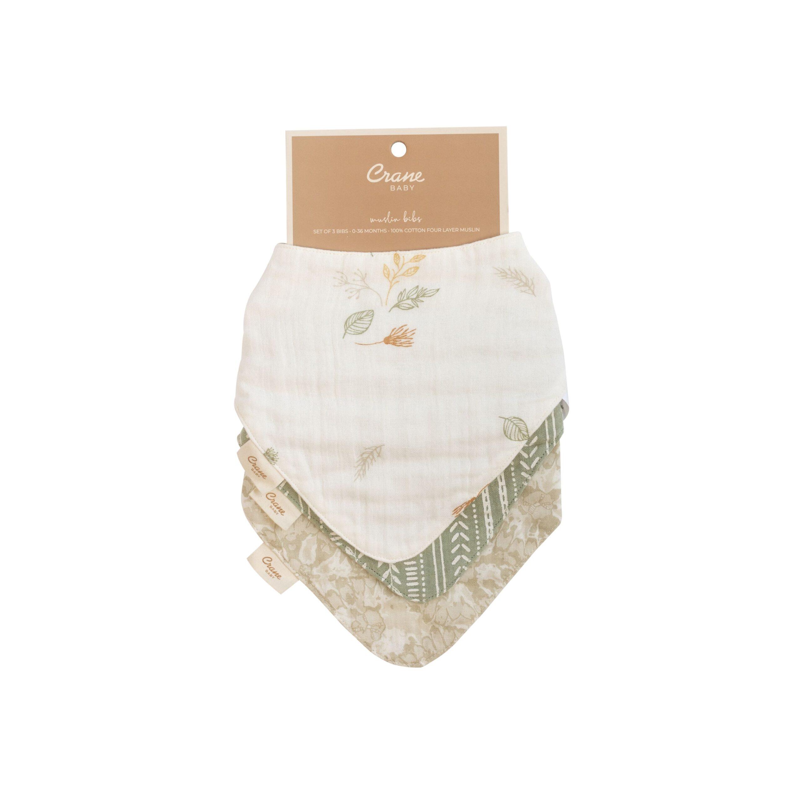 Crane Baby Willow Leaf Baby Bib Set (Set of 3), , large
