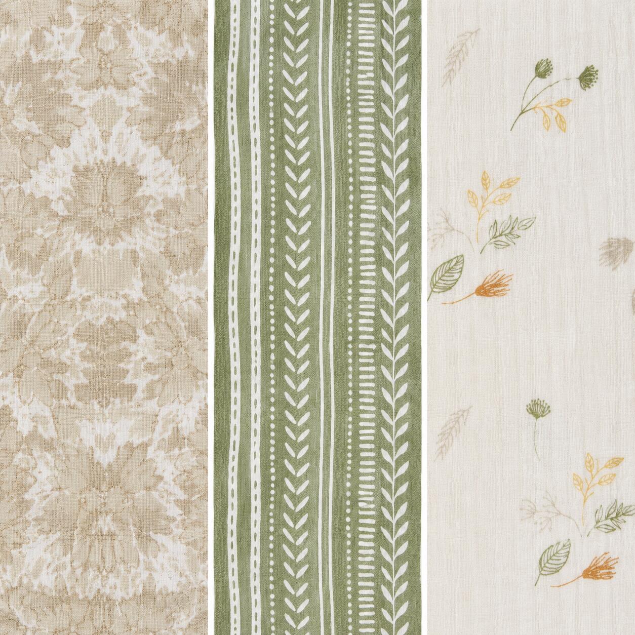 Crane Baby Willow Leaf Burp Cloth Set (Set of 3), , large