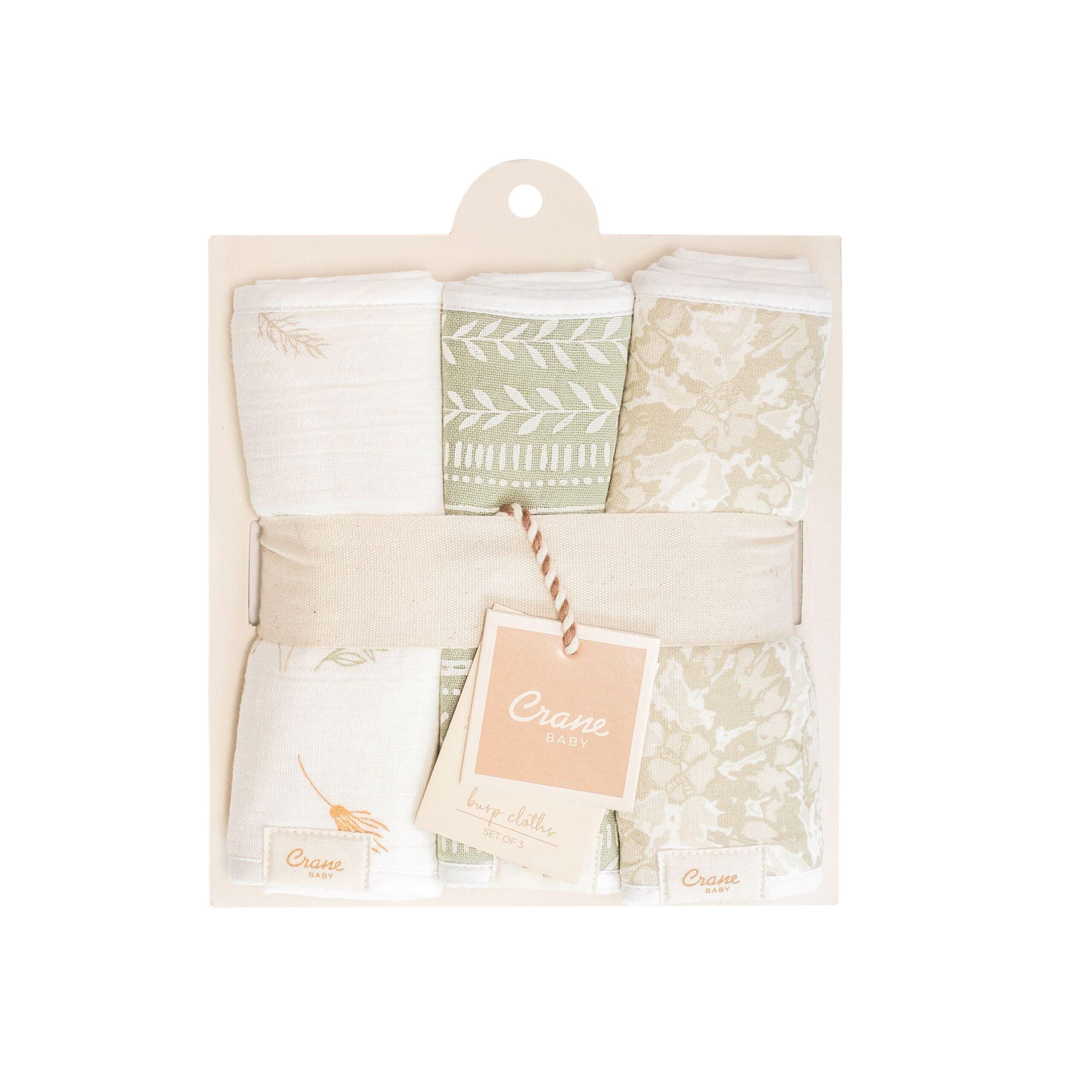 Crane Baby Willow Leaf Burp Cloth Set (Set of 3), , large