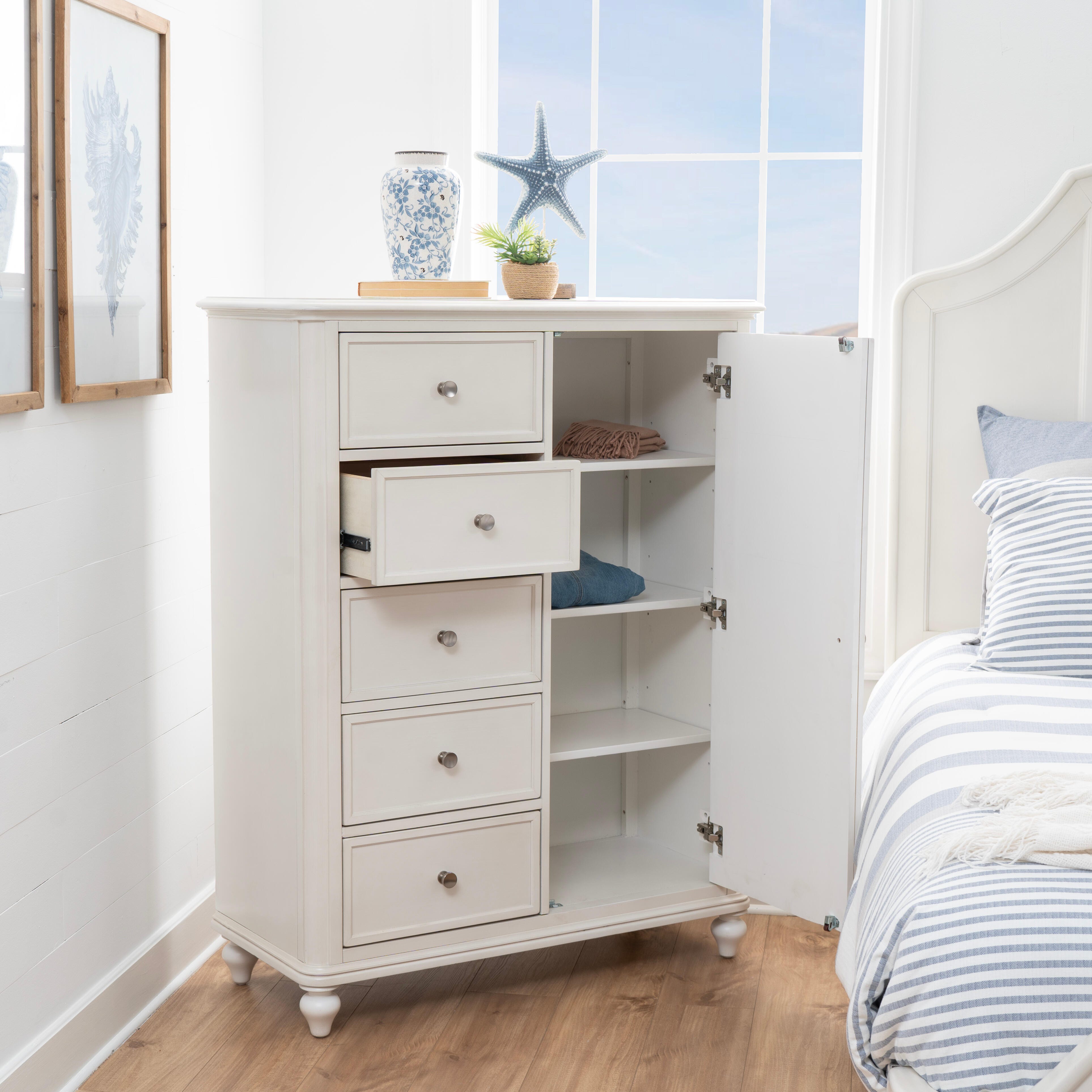 Linon Nori Solid 5 Drawer Chest of Drawers, , large