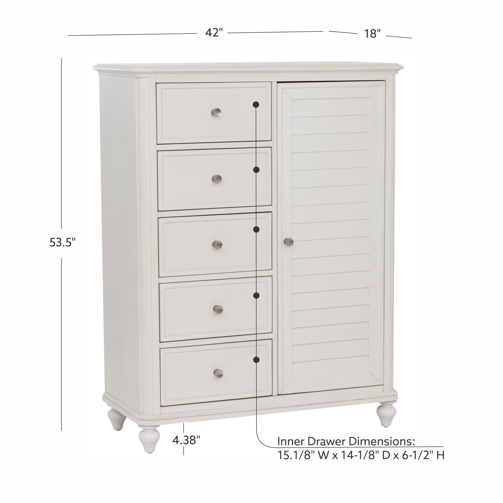 Linon Nori Solid 5 Drawer Chest of Drawers, , large
