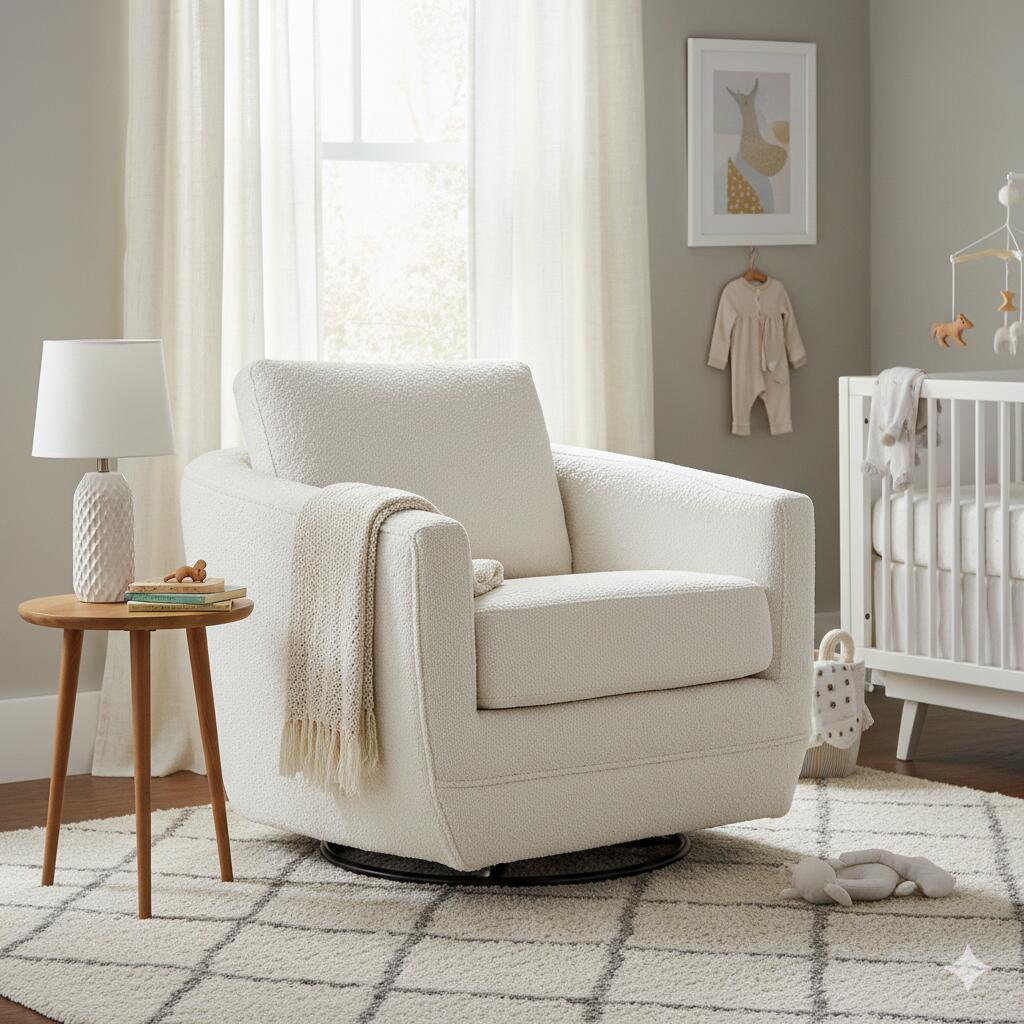 Second Story Home Gogh Swivel Glider Chair, Boucle, large