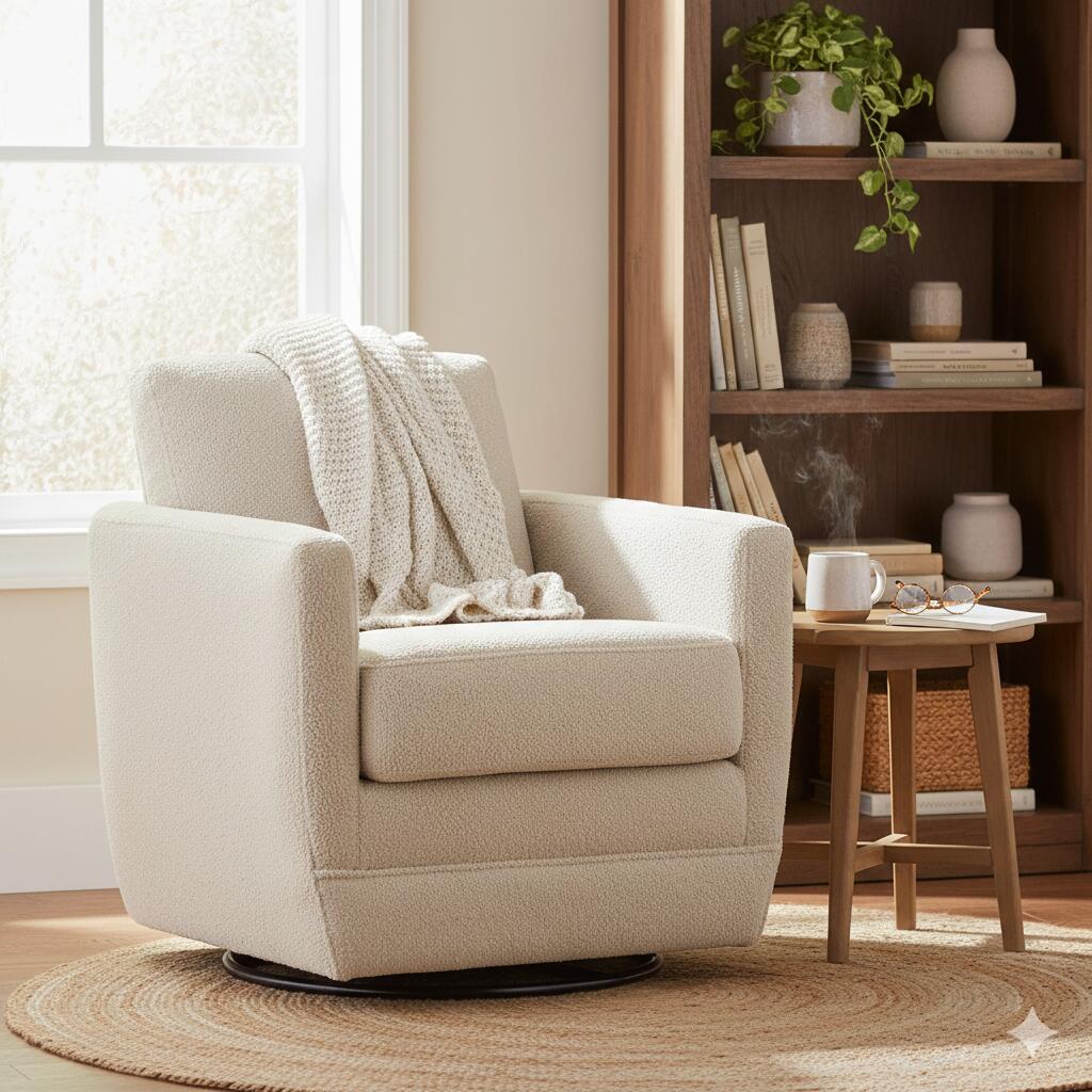 Second Story Home Gogh Swivel Glider Chair, Taupe, large