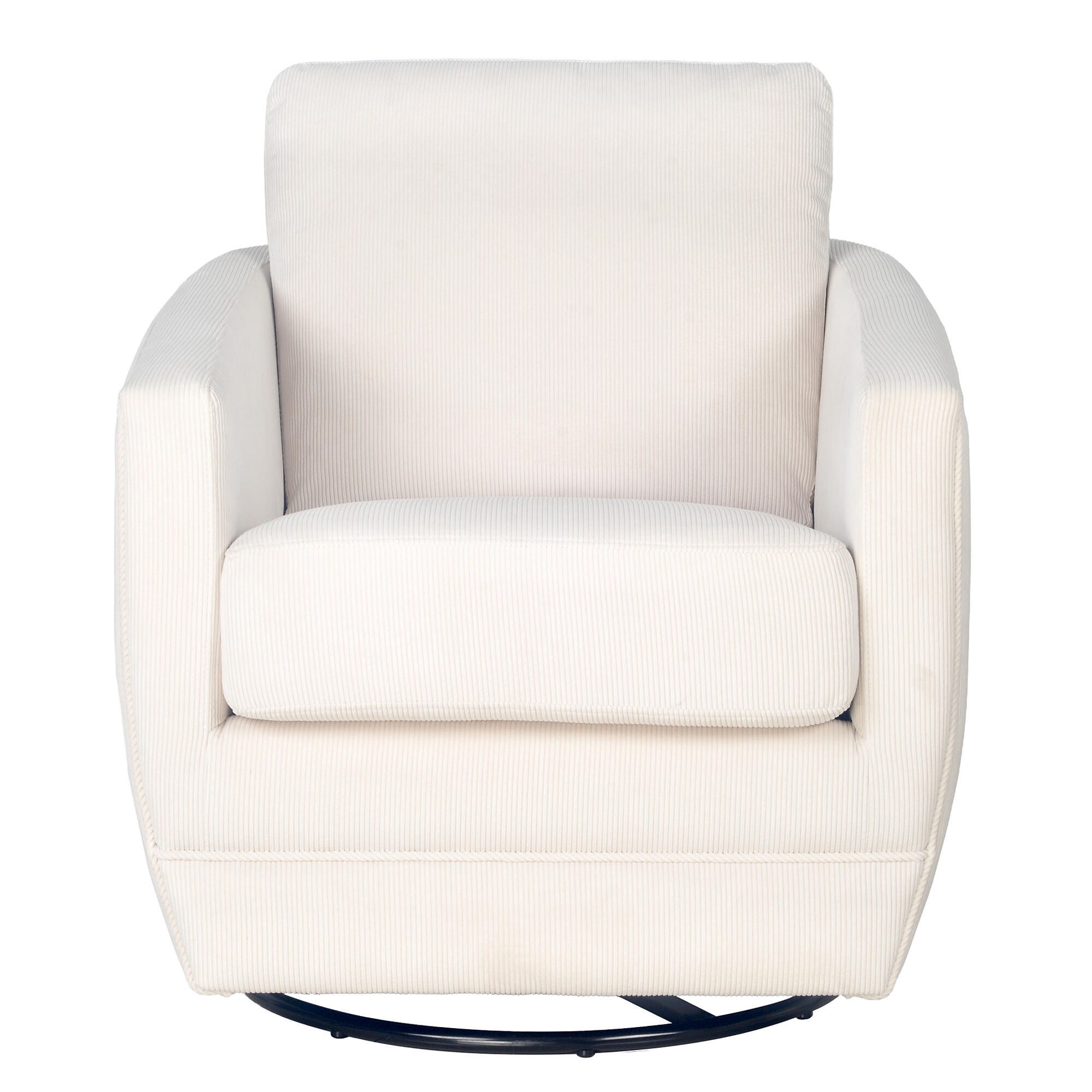 Second Story Home Gogh Solid Swivel Glider Chair, Ivory, large