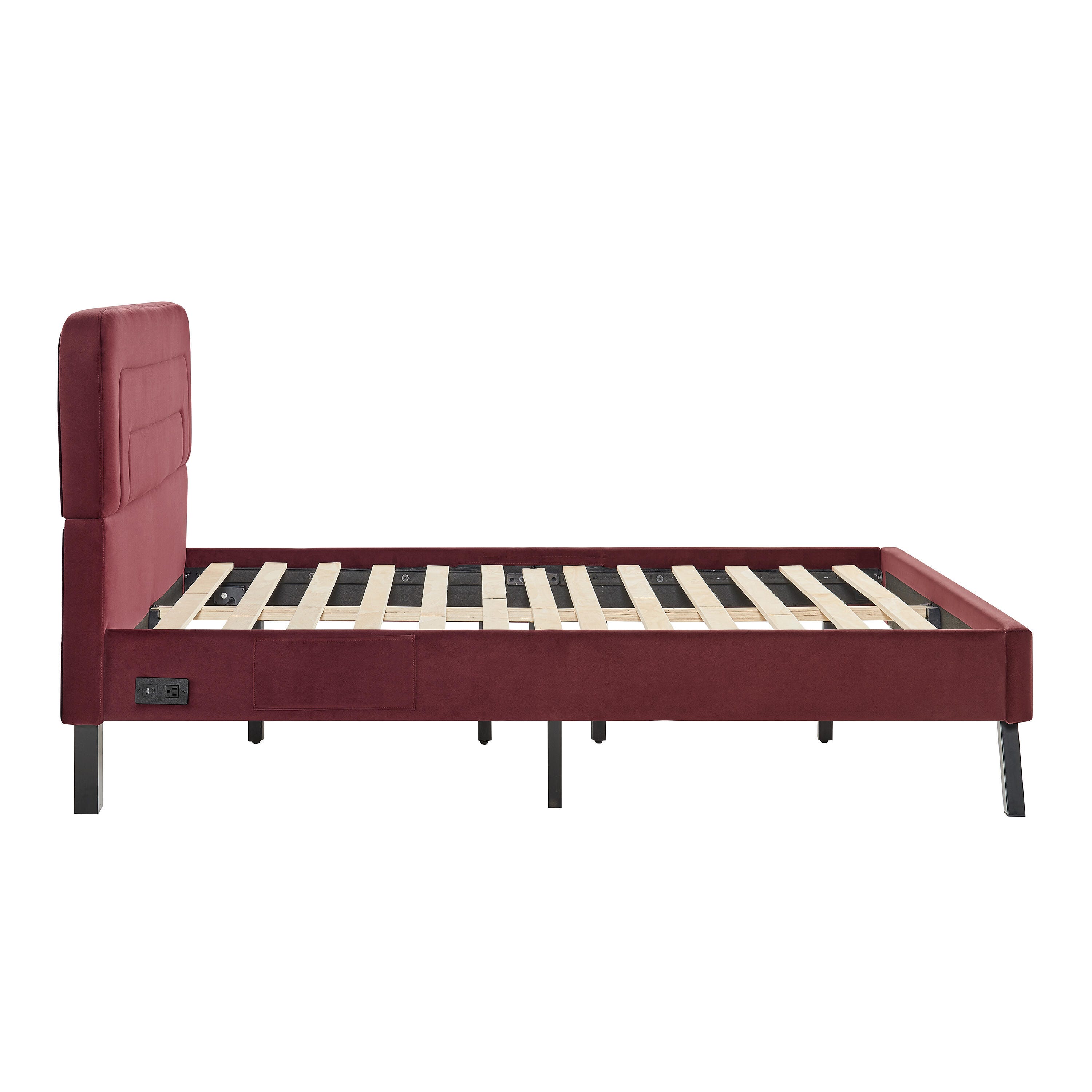 Studio Living Adaline Full Upholstered Bed, Burgundy, large