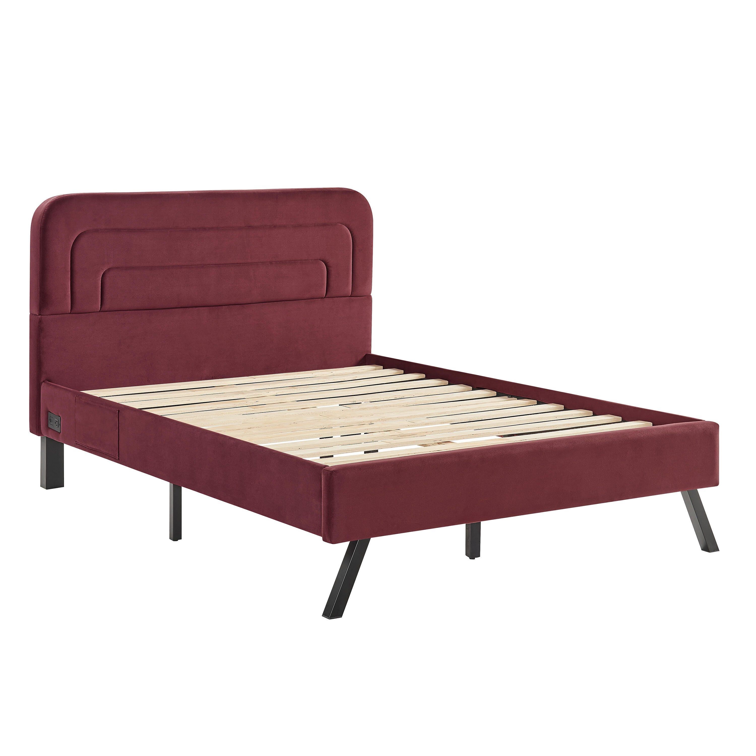 Studio Living Adaline Full Upholstered Bed, Burgundy, large