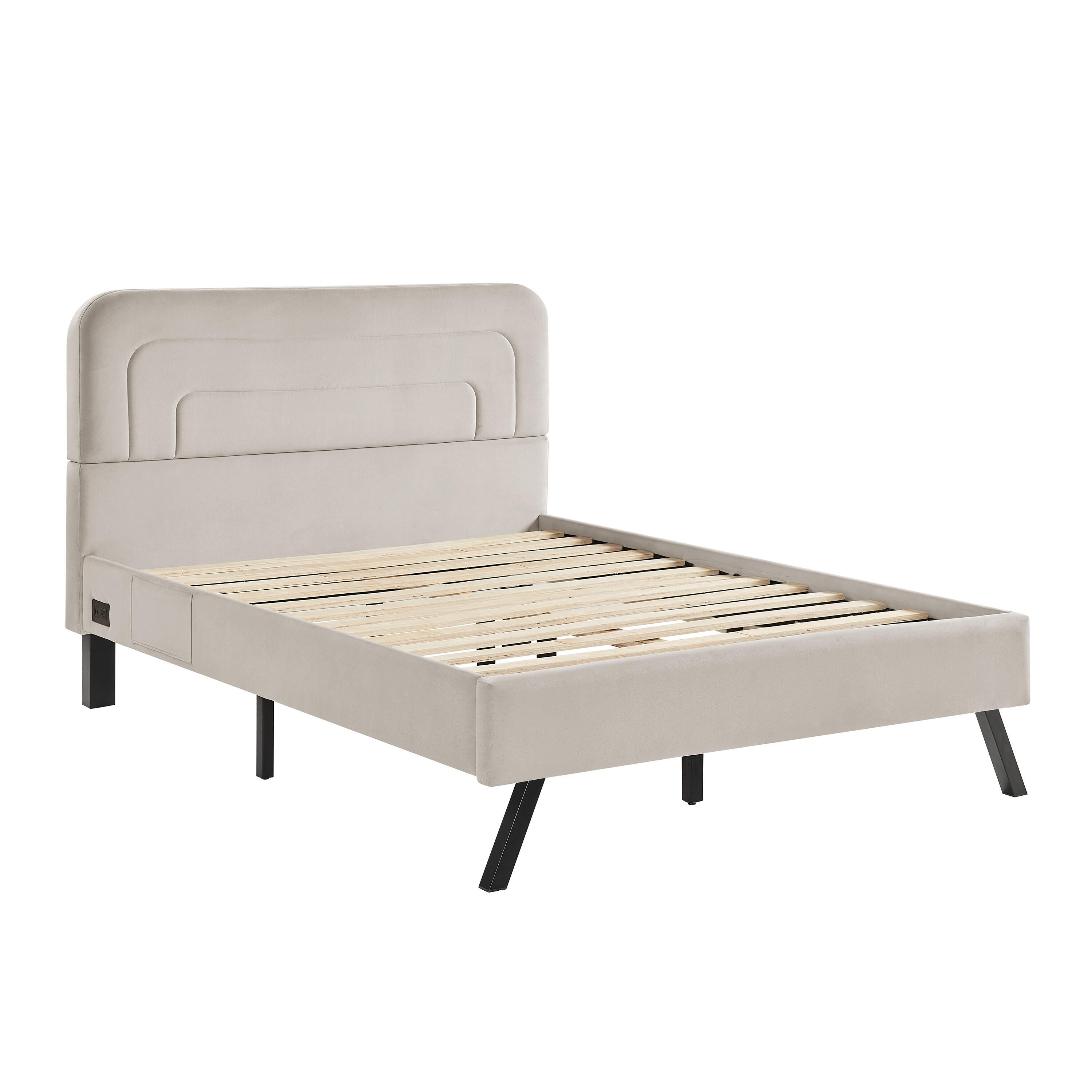 Studio Living Adaline Full Upholstered Bed, Light Gray, large