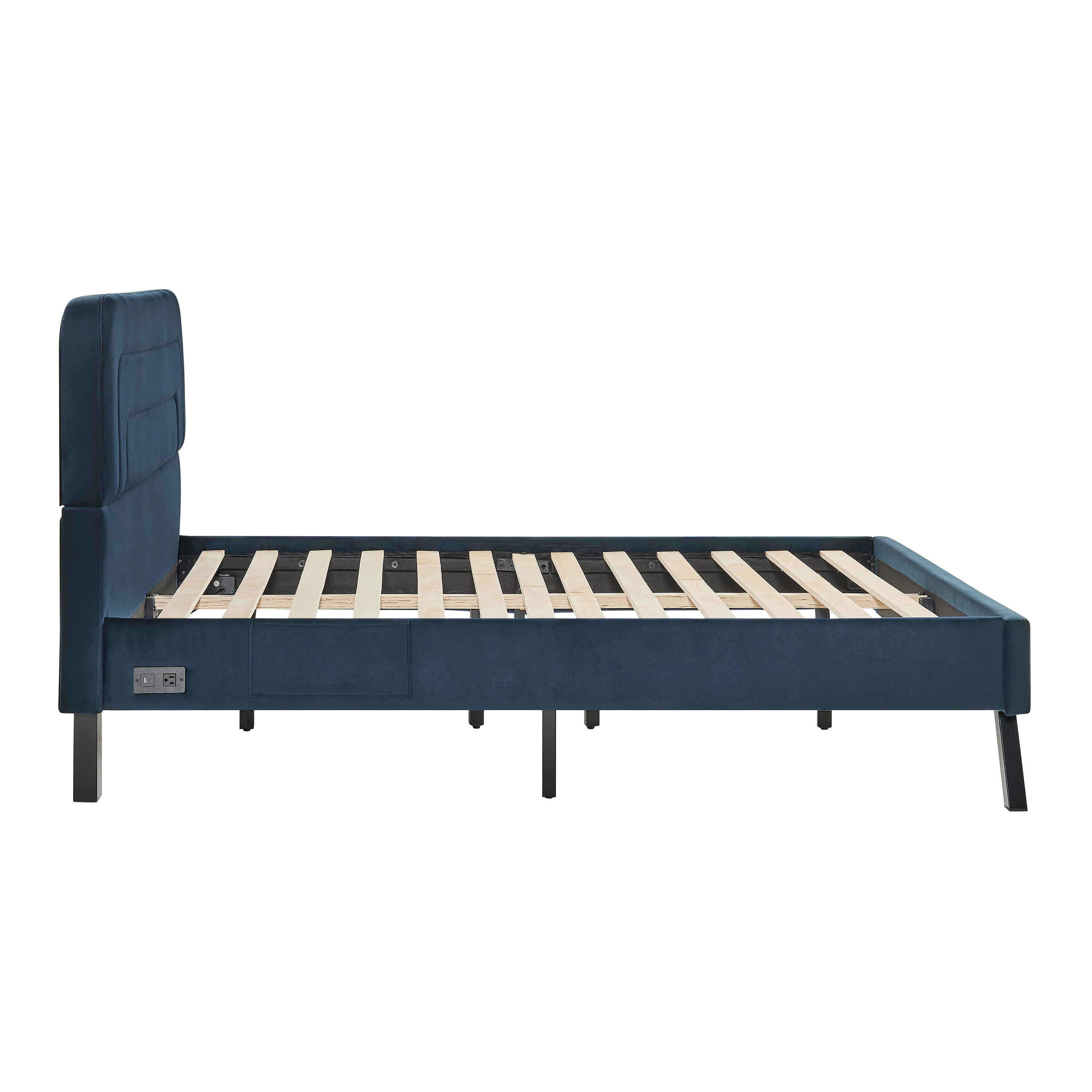 Studio Living Adaline Full Upholstered Bed, Navy, large