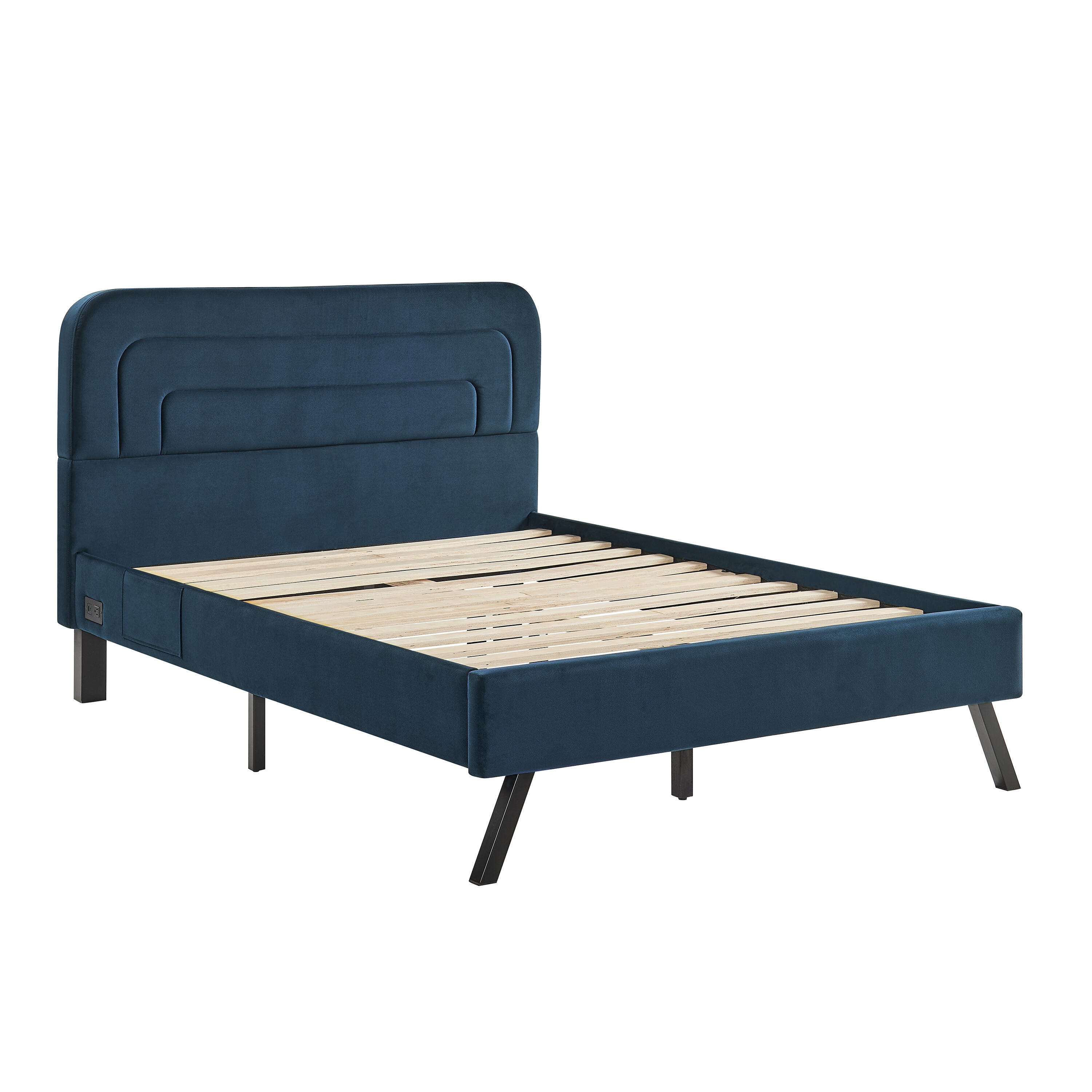 Studio Living Adaline Full Upholstered Bed, Navy, large
