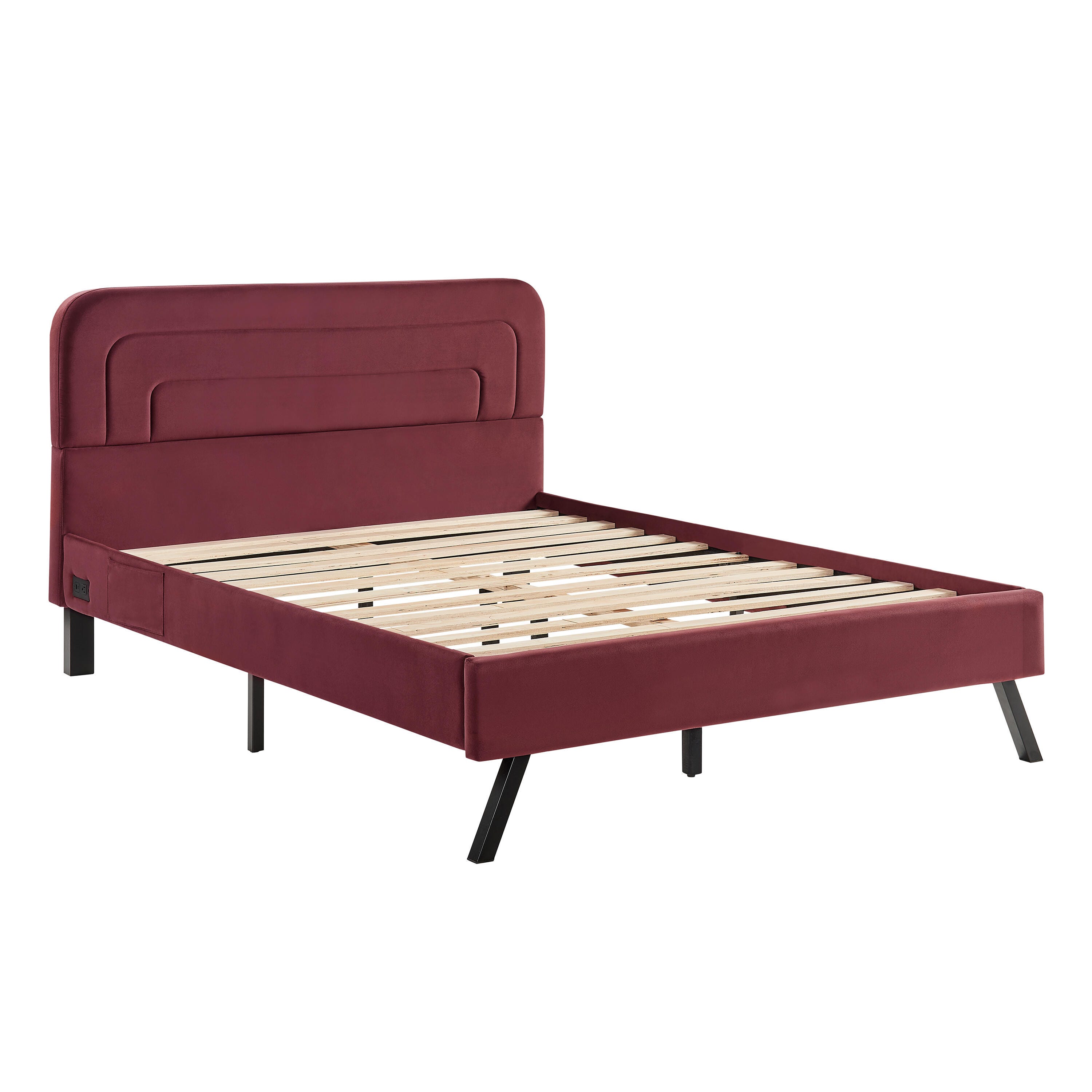 Studio Living Adaline Queen Upholstered Bed, Burgundy, large