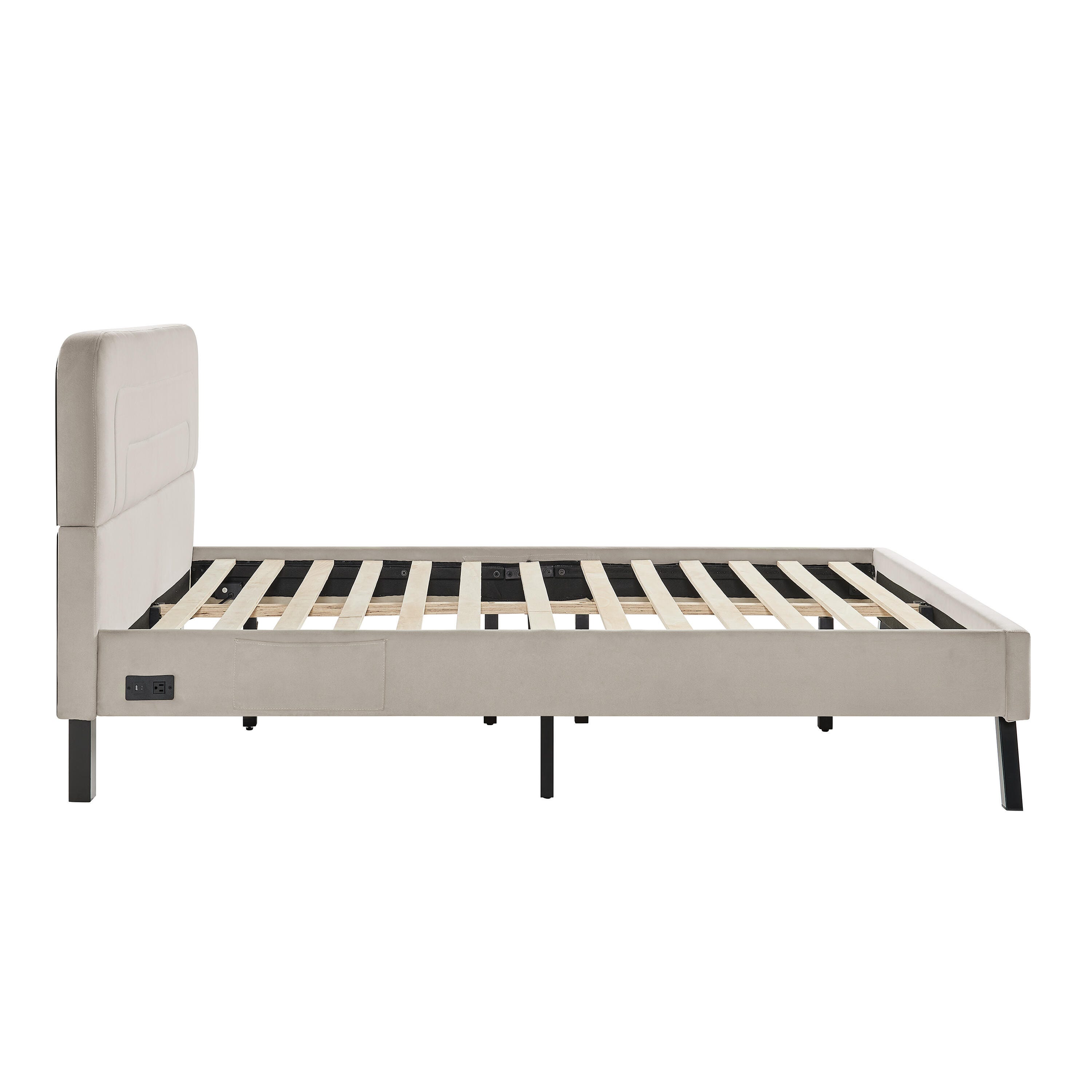 Studio Living Adaline Queen Upholstered Bed, Light Gray, large