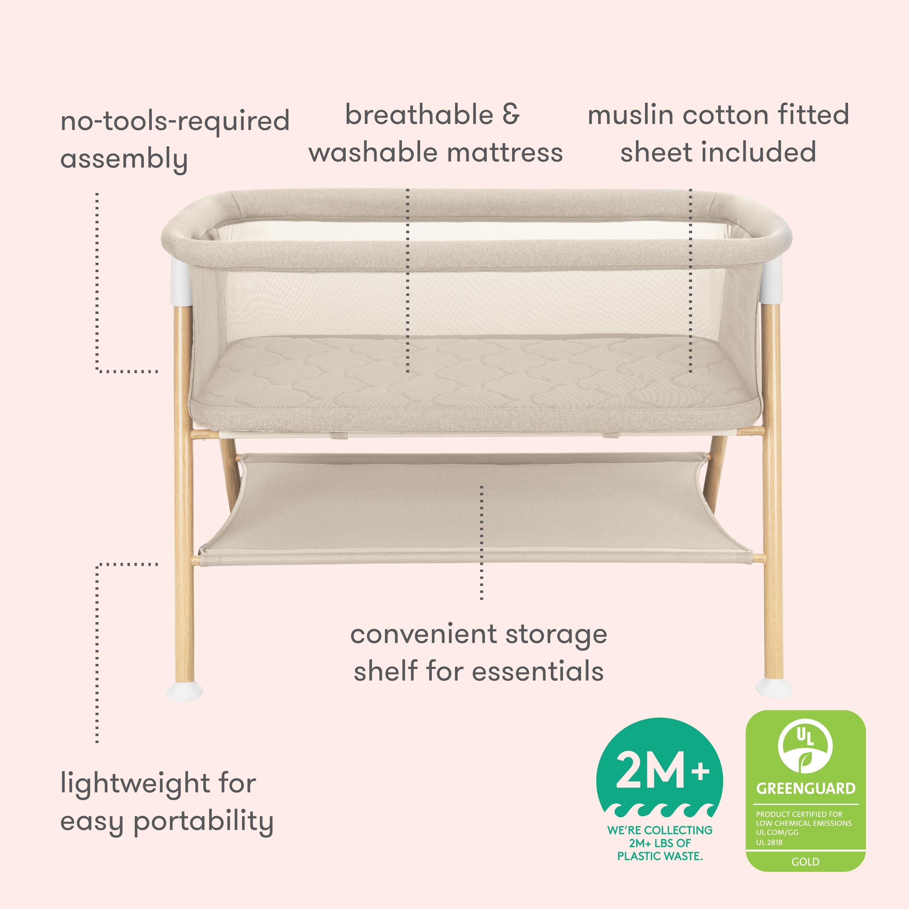Newton Baby Essential Bassinet, Sandstone, large