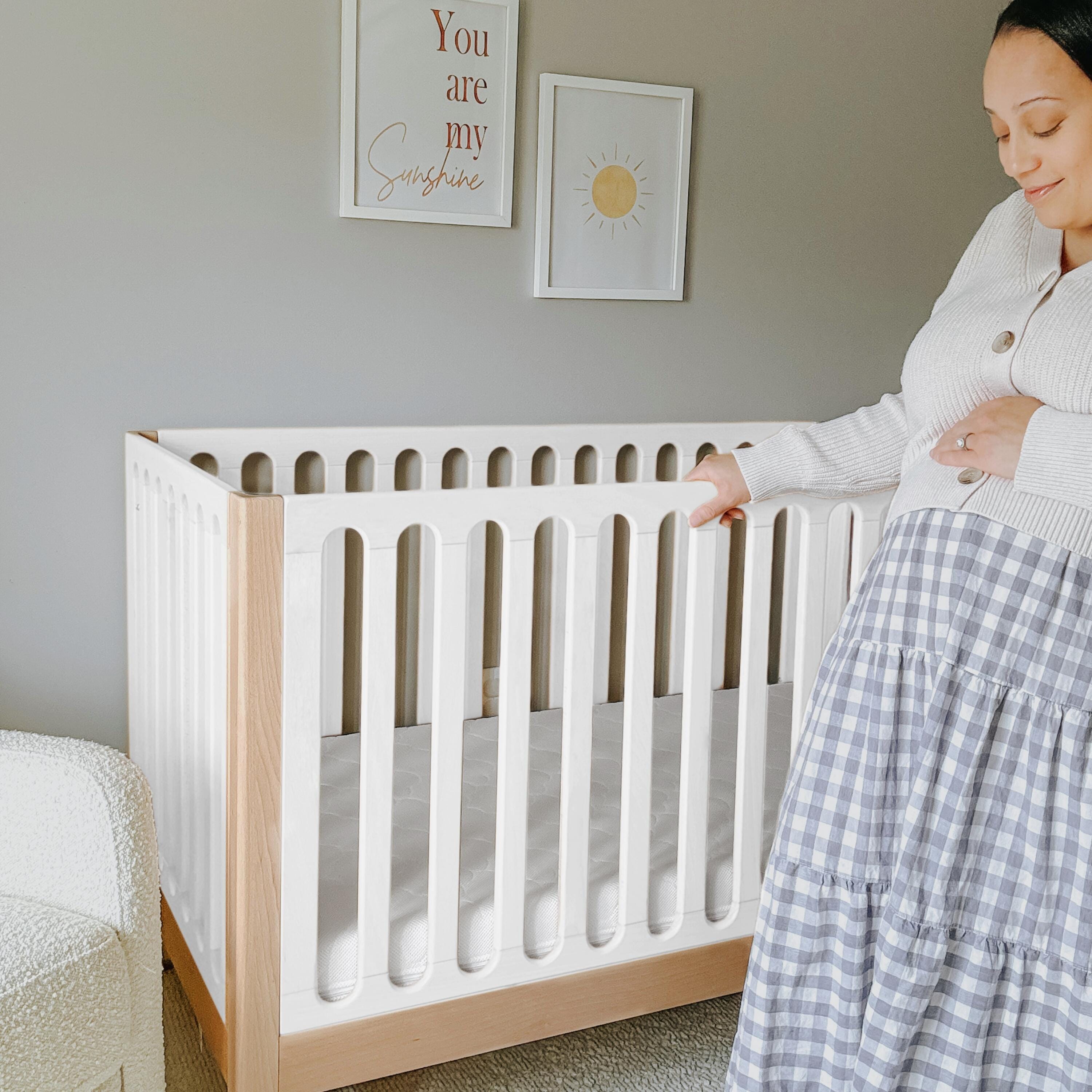 Newton Baby Galileo Convertible Crib, Natural/Dove White, large
