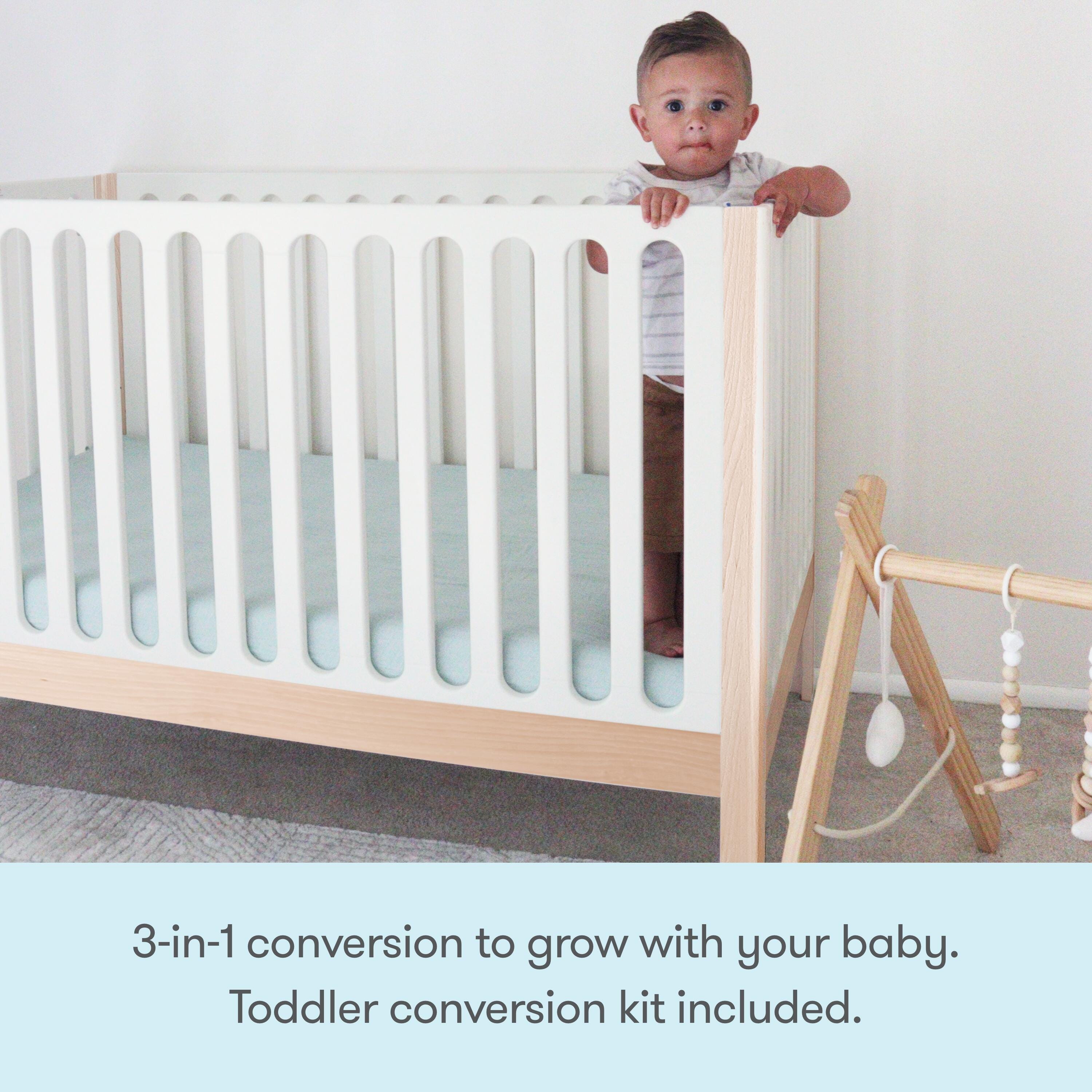 Newton Baby Galileo Convertible Crib, Natural/Dove White, large