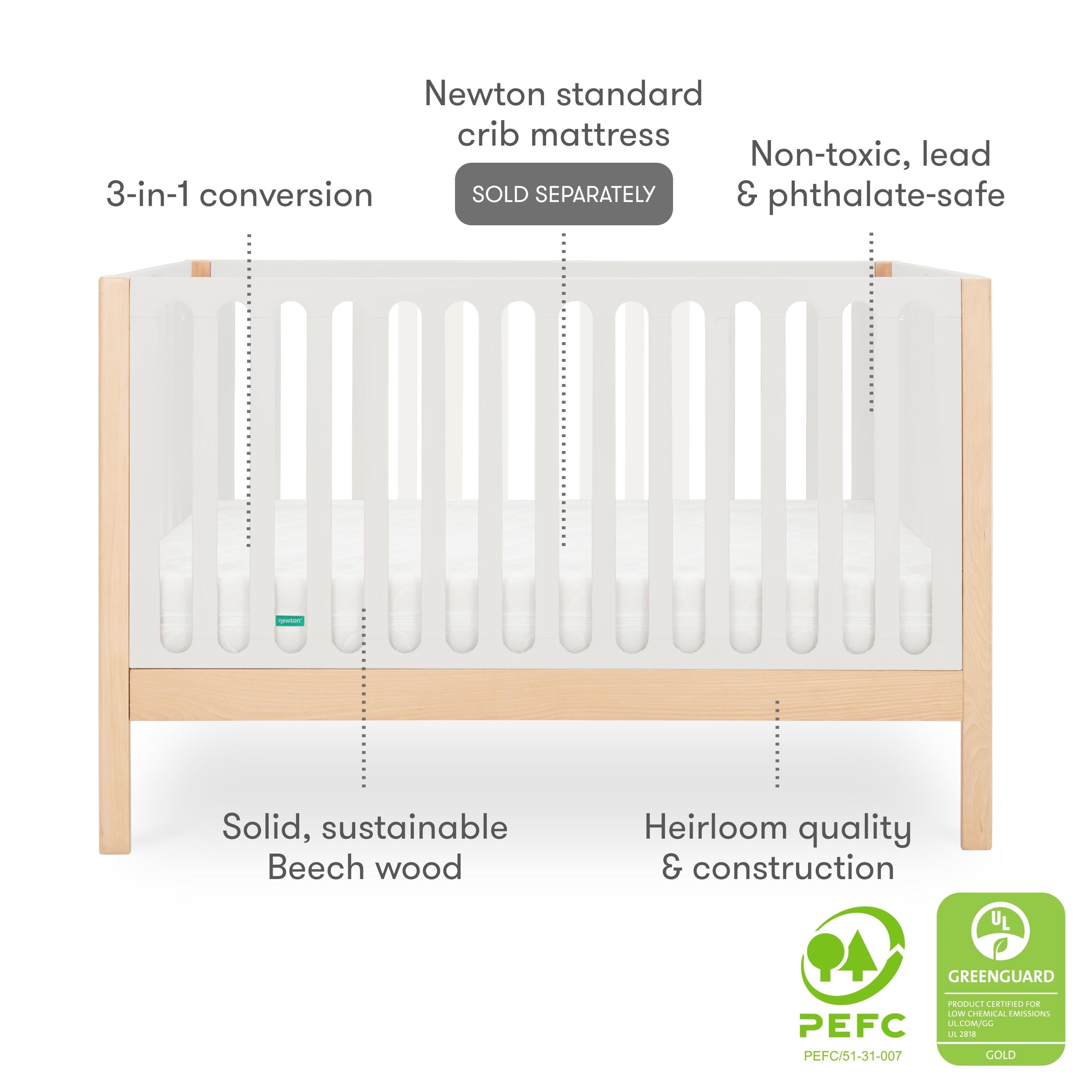 Newton Baby Galileo Convertible Crib, Natural/Dove White, large