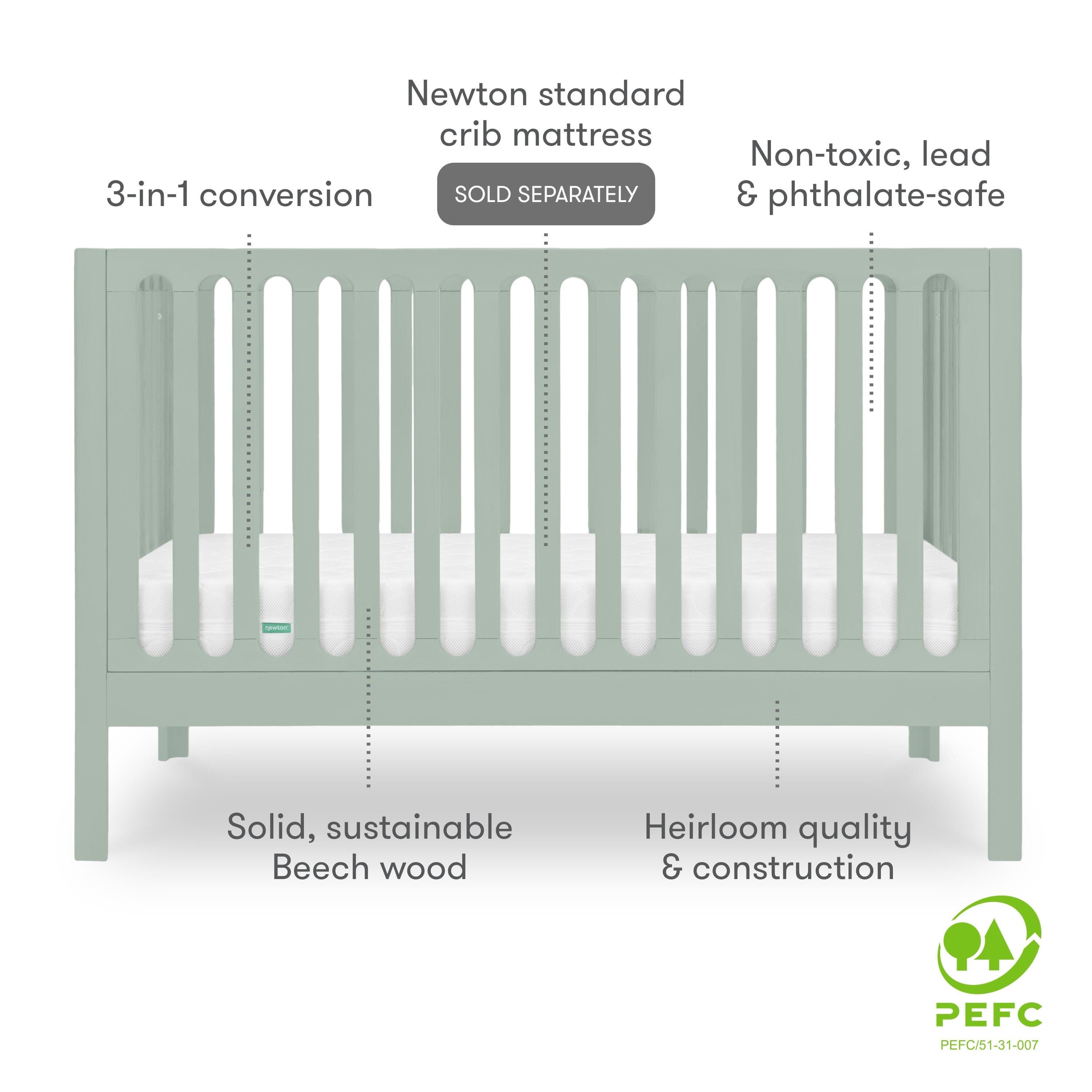 Newton Baby Galileo Convertible Crib, Sage, large