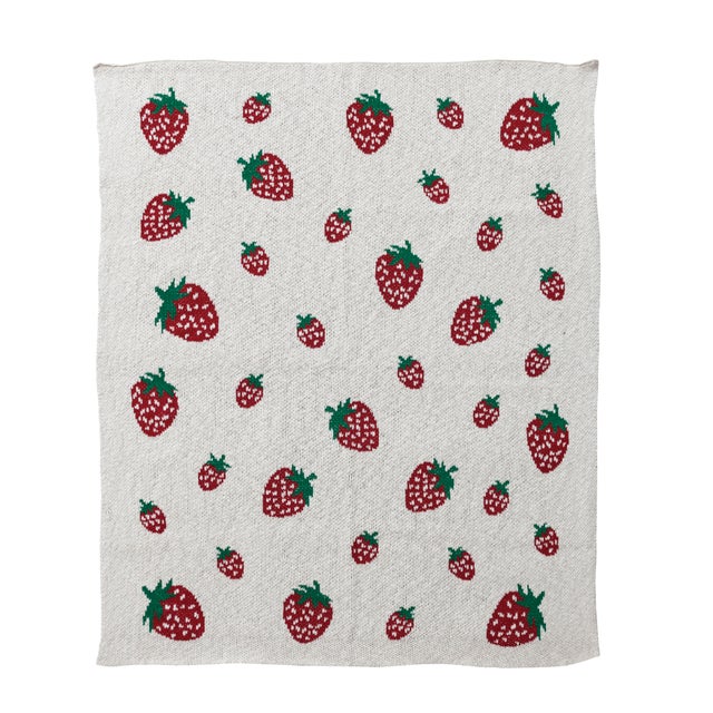 Storied Home Strawberry Print Baby Blanket
