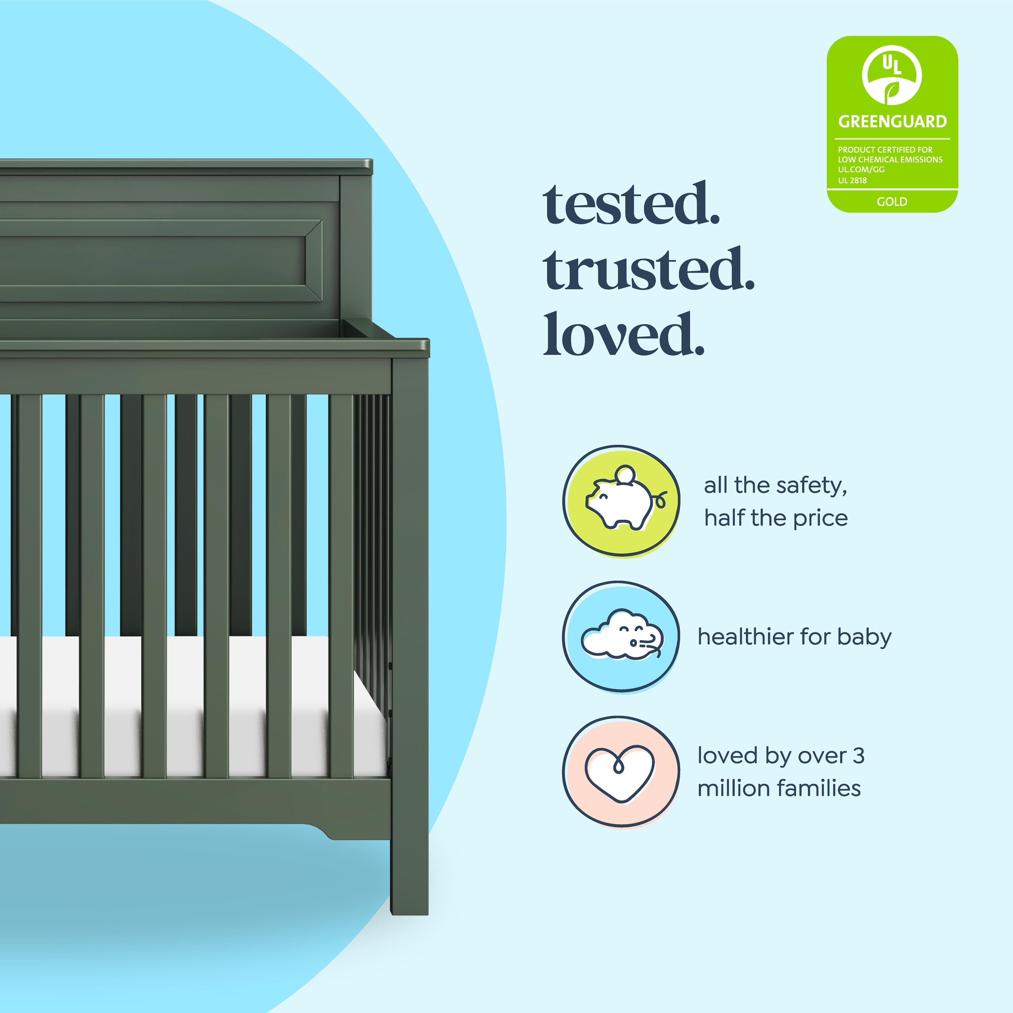 daVinci Autumn 4-in-1 Convertible Crib, Green, large