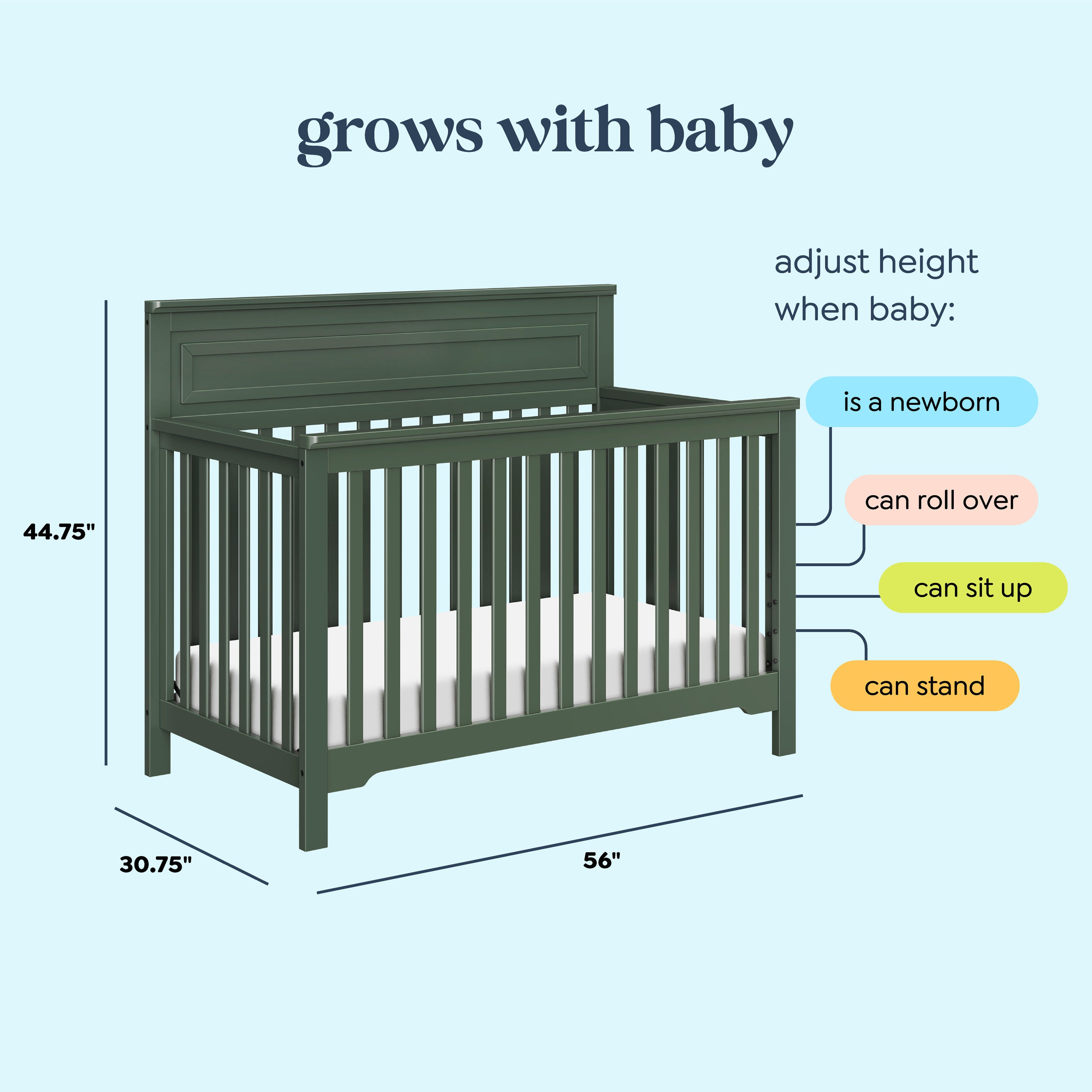 daVinci Autumn 4-in-1 Convertible Crib, Green, large