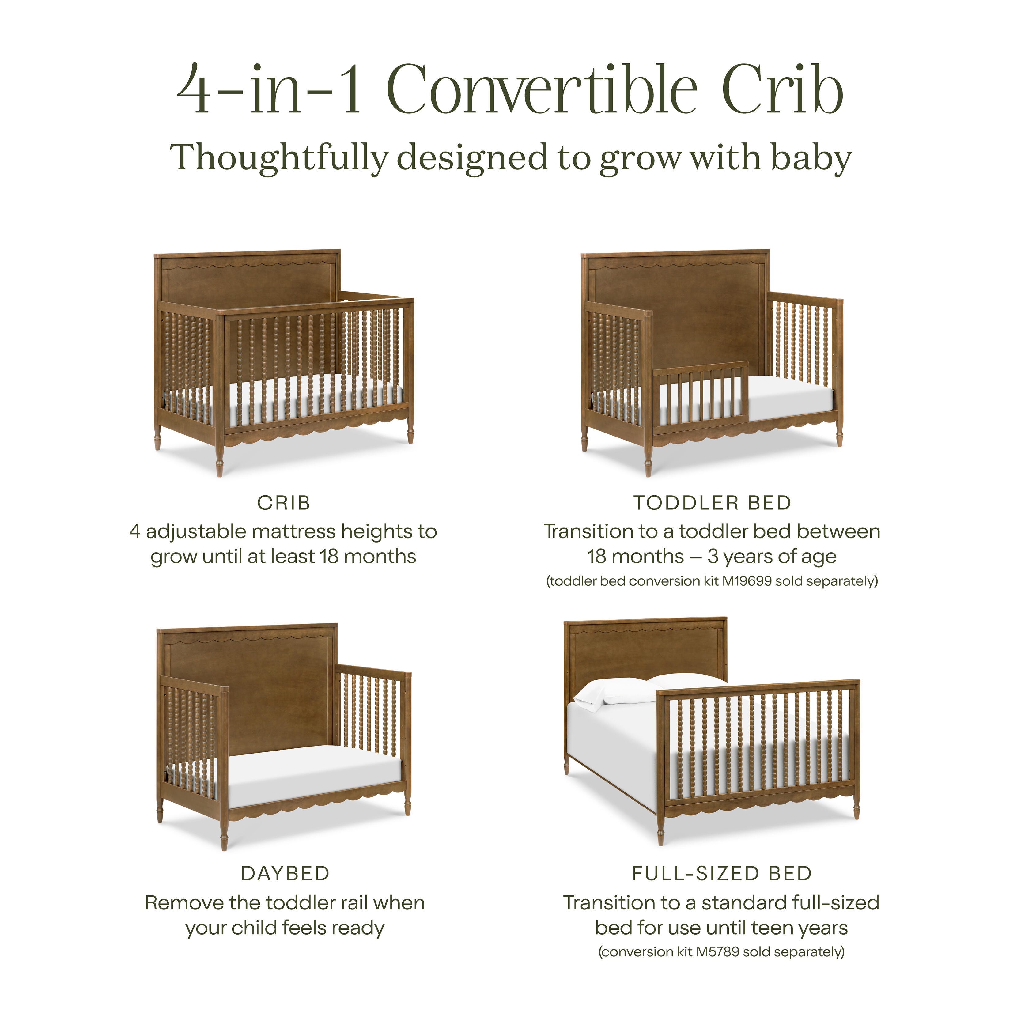Namesake Ambrosia 4-in-1 Convertible Crib, Brown, large