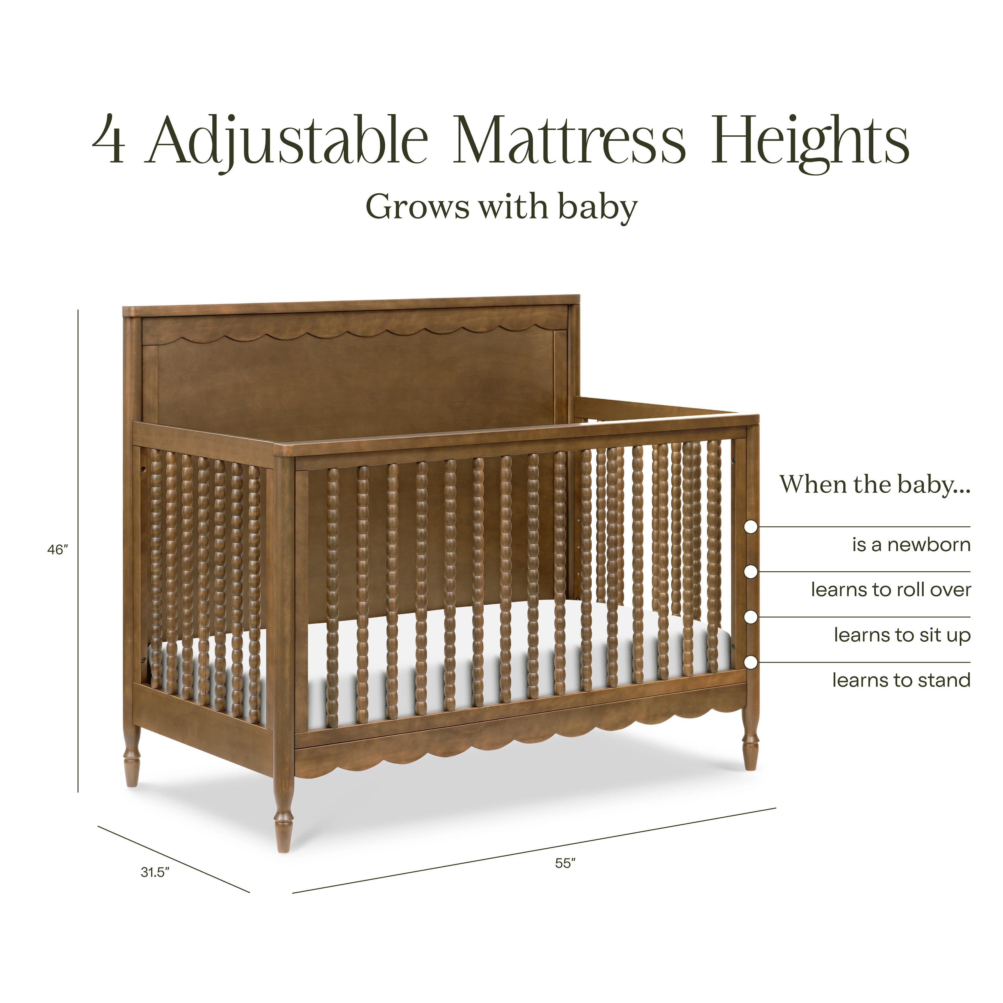 Namesake Ambrosia 4-in-1 Convertible Crib, Brown, large