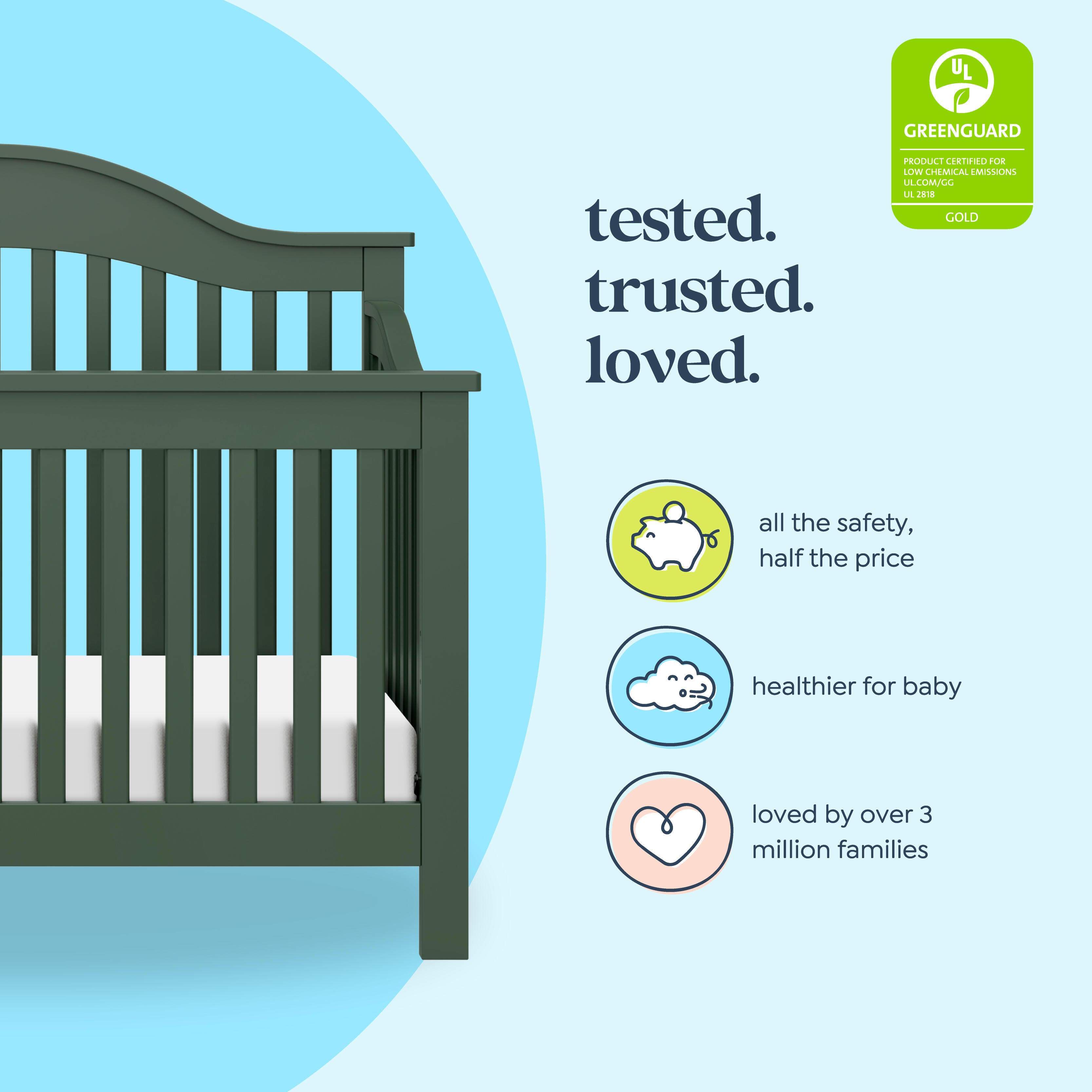 daVinci Jayden 4-in-1 Convertible Crib, Green, large