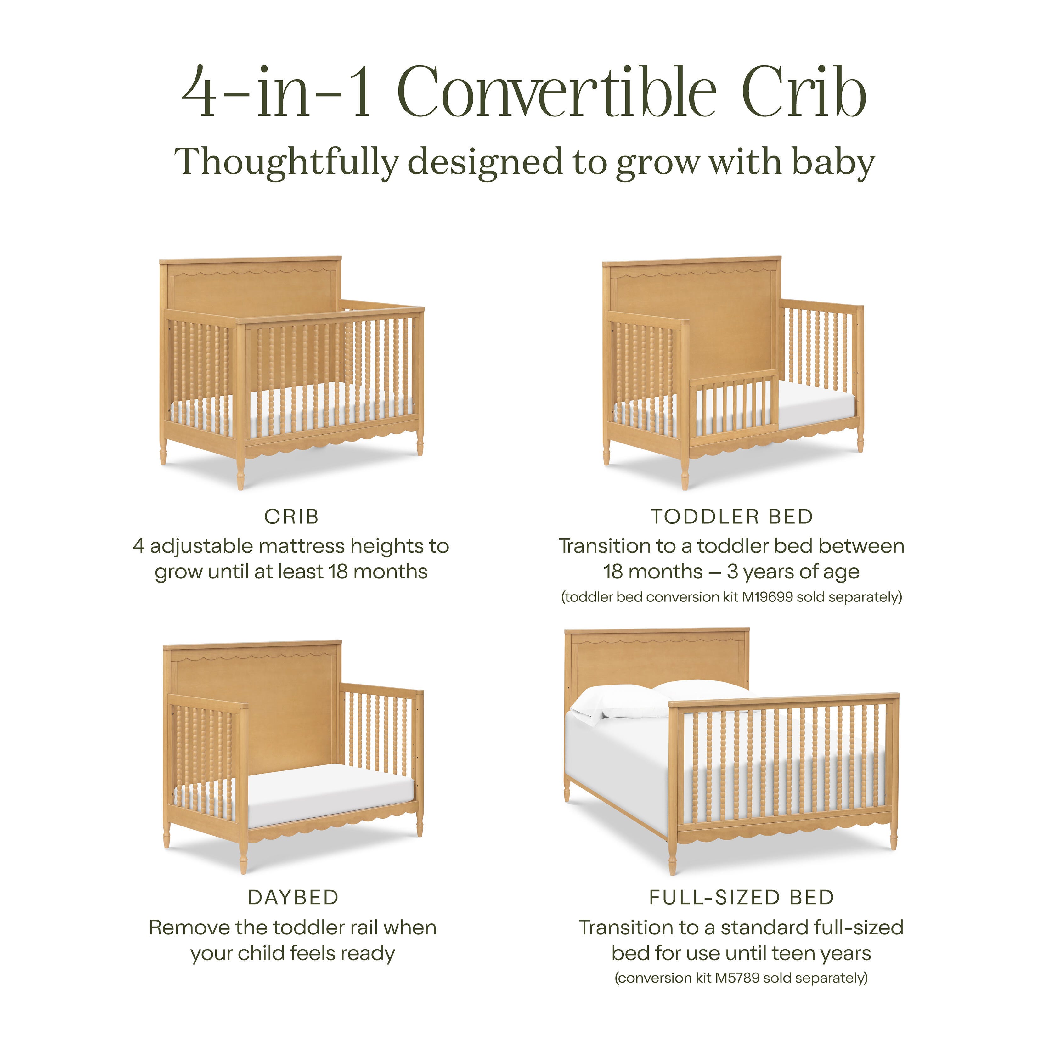 Namesake Ambrosia 4-in-1 Convertible Crib, Tan, large