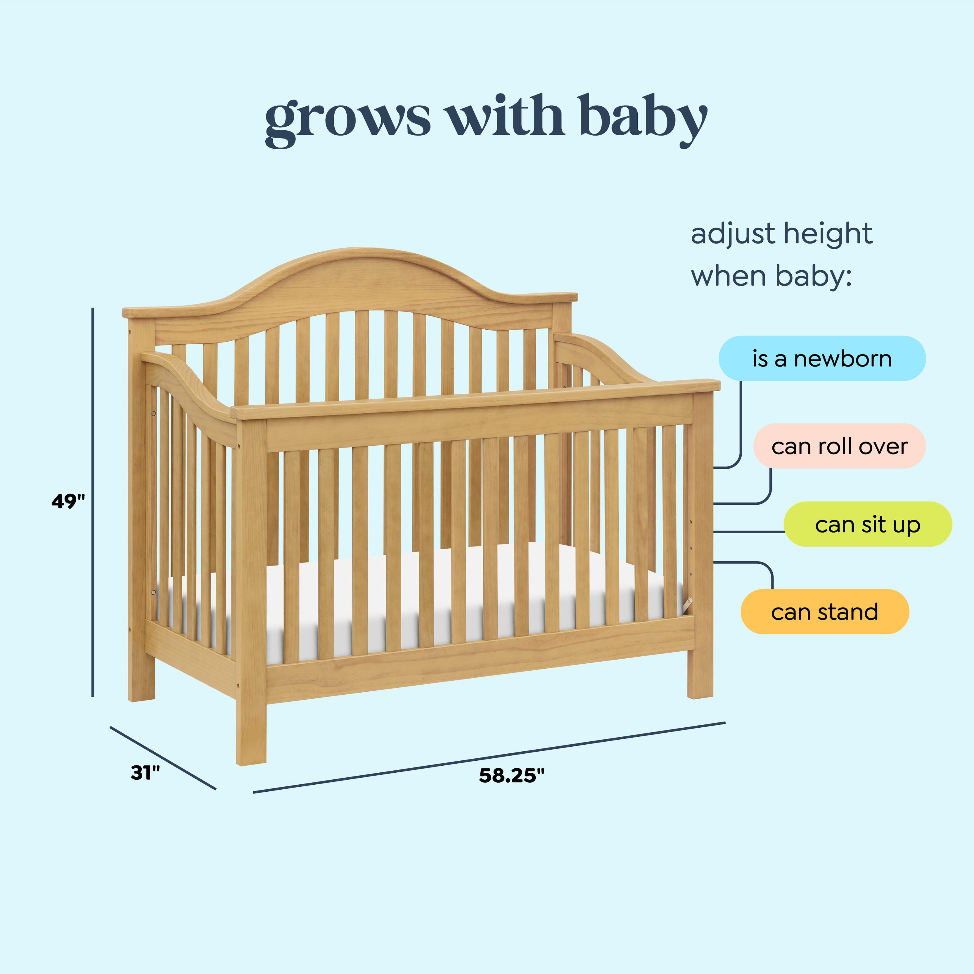 daVinci Jayden 4-in-1 Convertible Crib, Tan, large