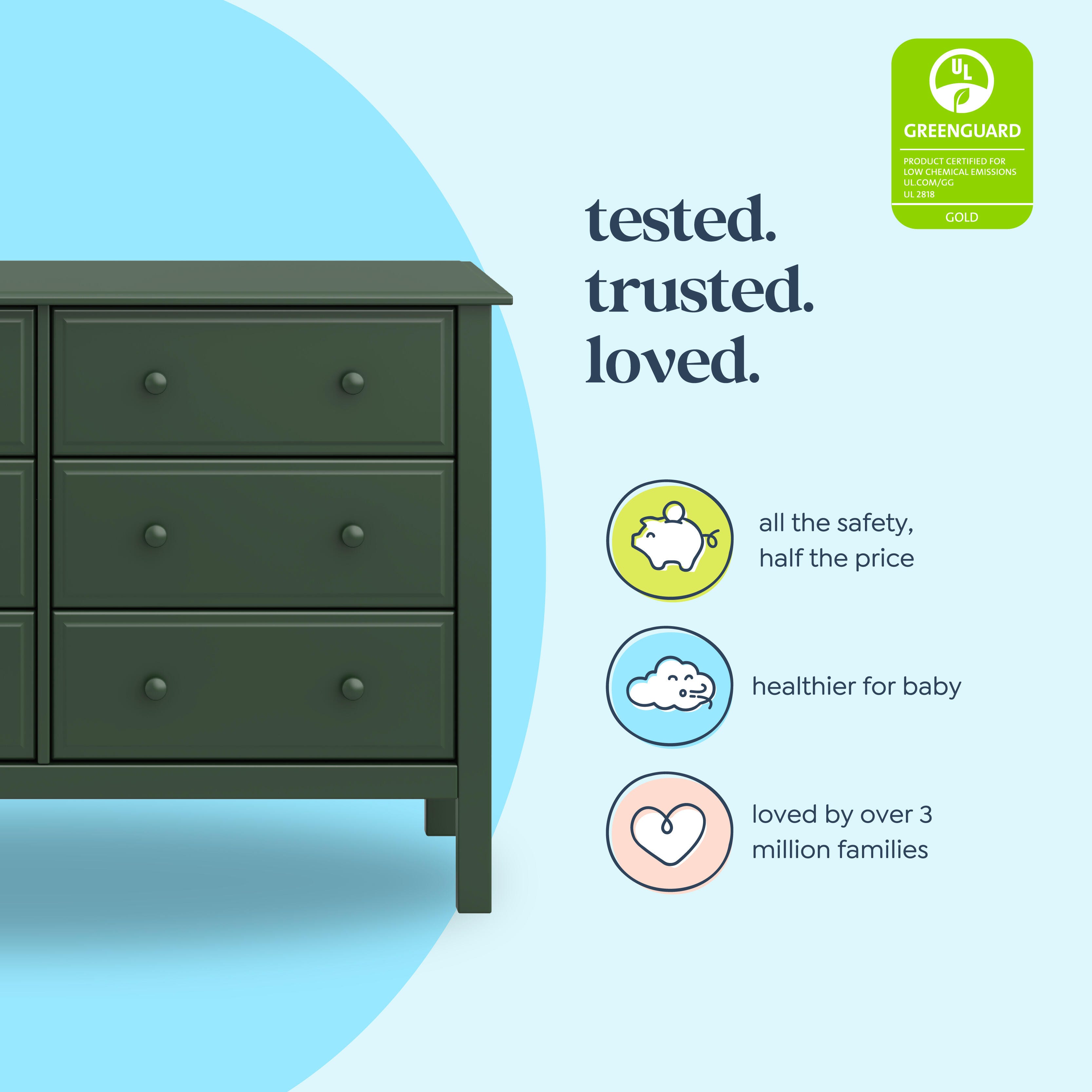 daVinci Jayden 6 Drawer Dresser, Green, large
